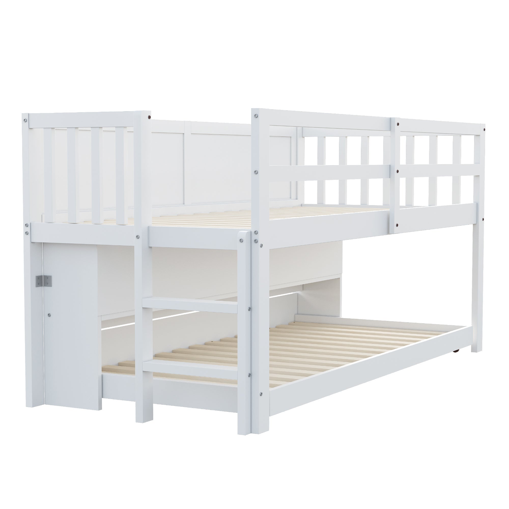 Children's House Bed 90x200 Extendable Chalkboard Storage Climbing Ladder - Solid Wood White