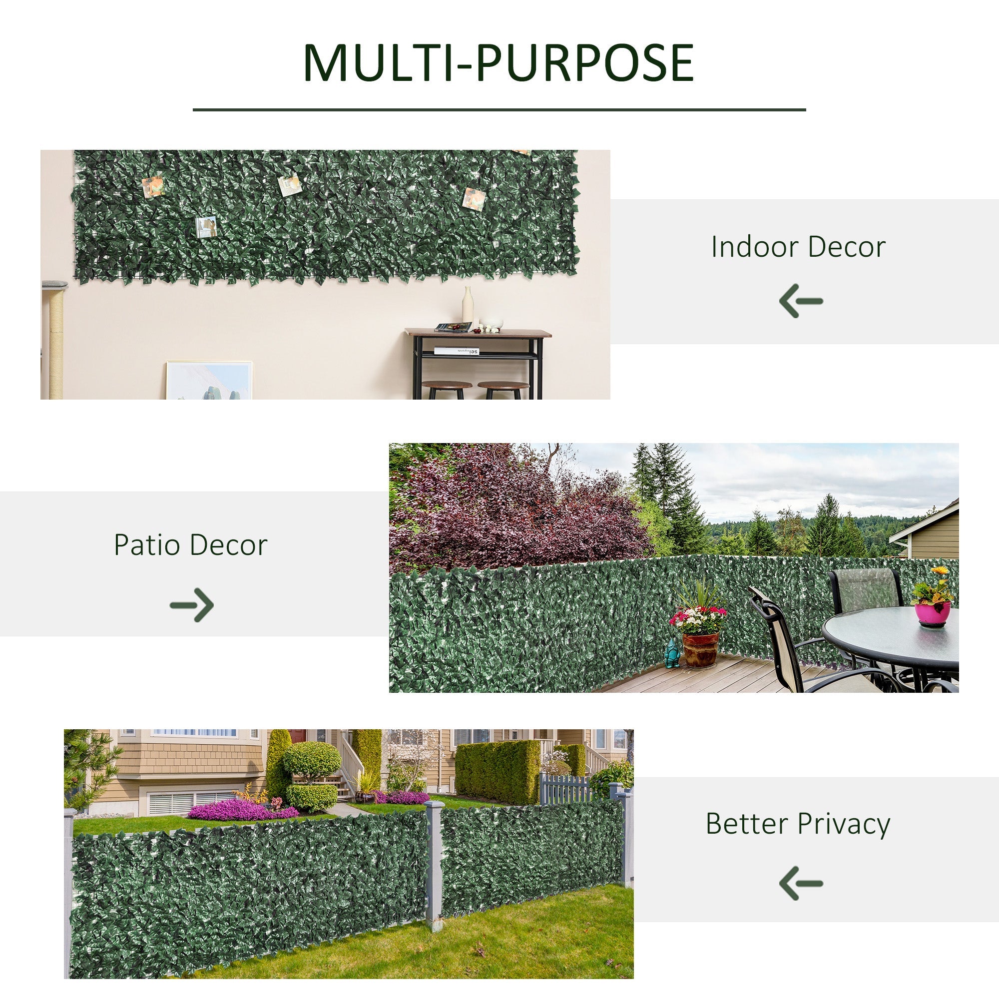 Artificial Leaf Hedge Screen Privacy Fence Panel 3M x 1M Dark Green