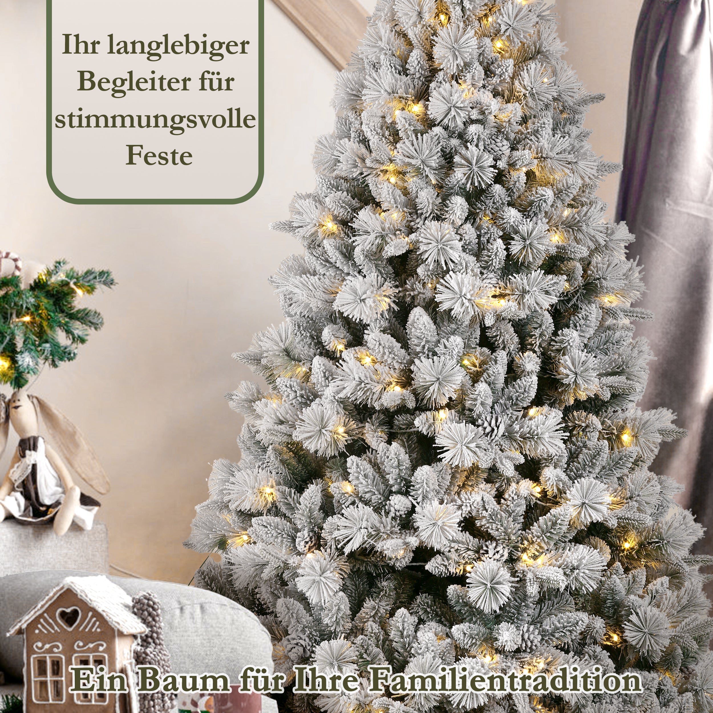 Artificial Christmas Tree 180cm 1348 Tips 320 LED - PVC/PE Snow