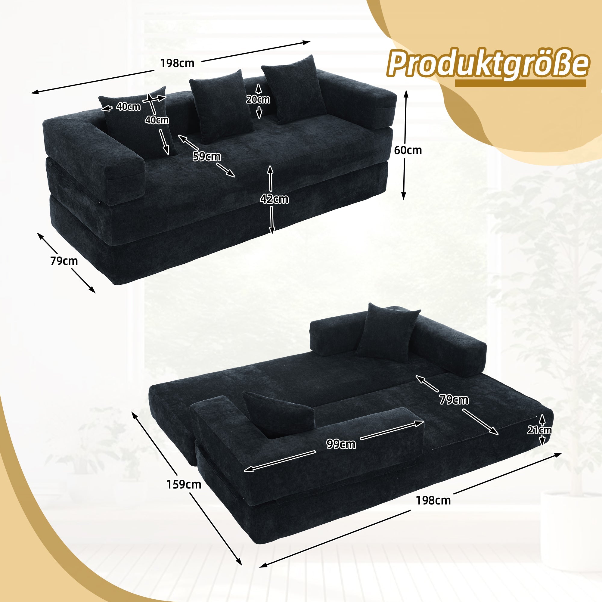 Modular Block Sofa, Super Soft Freely Combinable Storage Pockets, Chenille