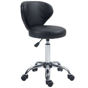 Rolling Stool Massage Stool, 360° Swivel Ergonomic Backrest, Black Faux Leather
