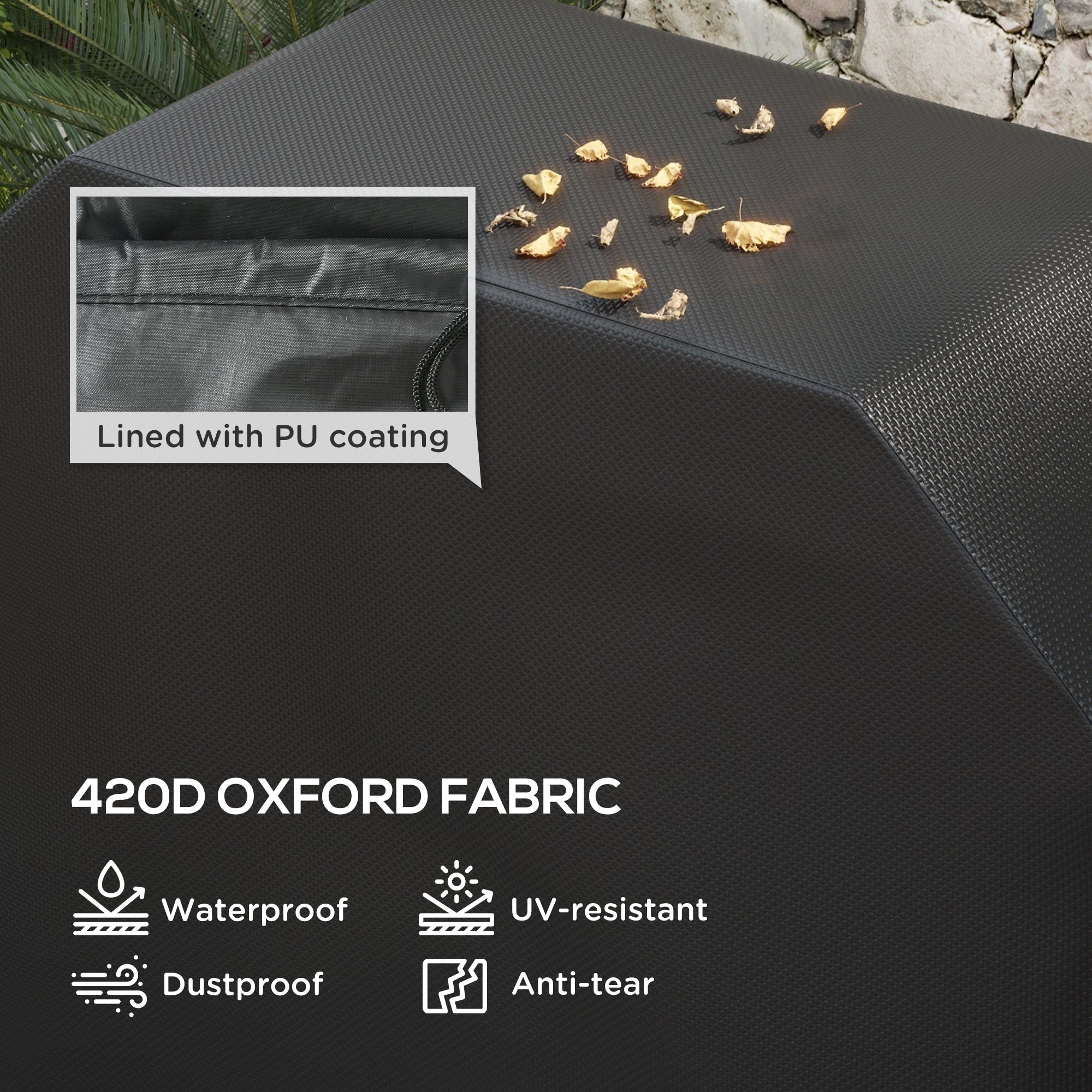 Protective Grill Cover, 147 x 61cm Weather-Resistant, Durable Plastic Coated Black