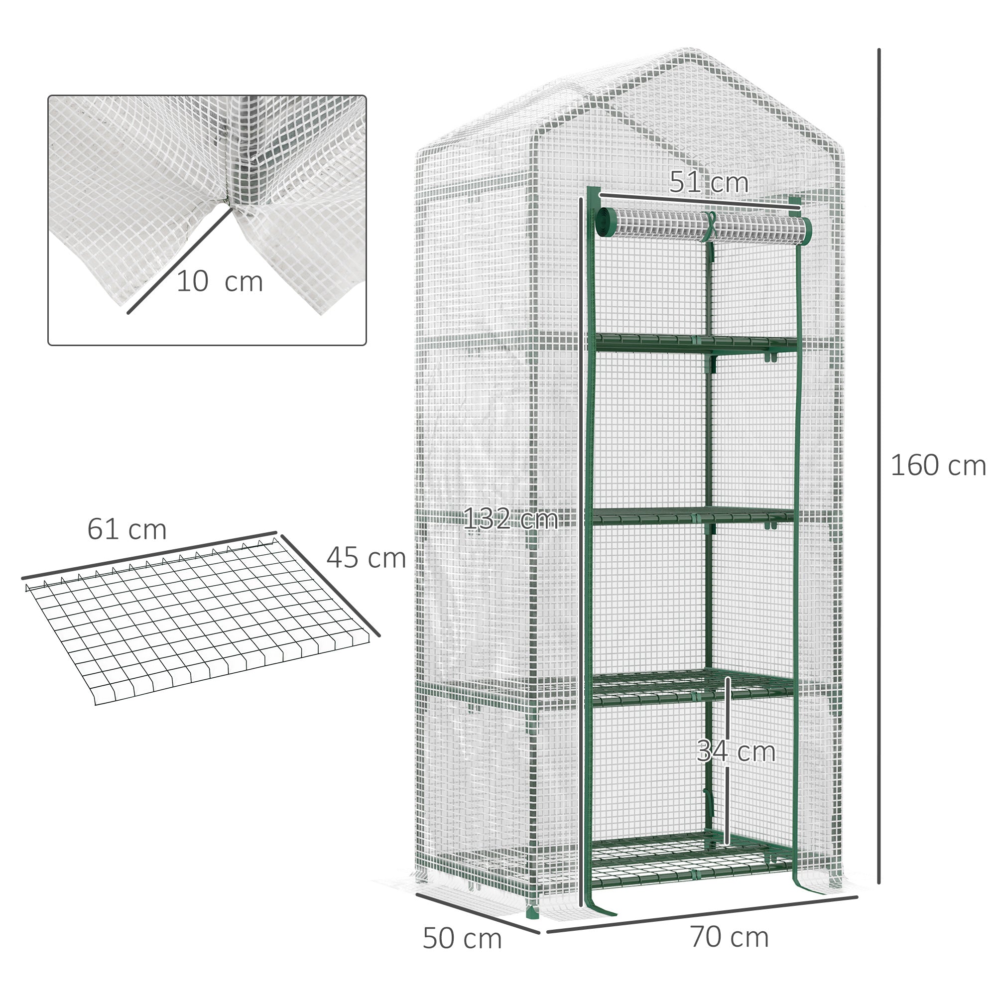 Foil Greenhouse, 4 Shelves, Tomato House, White