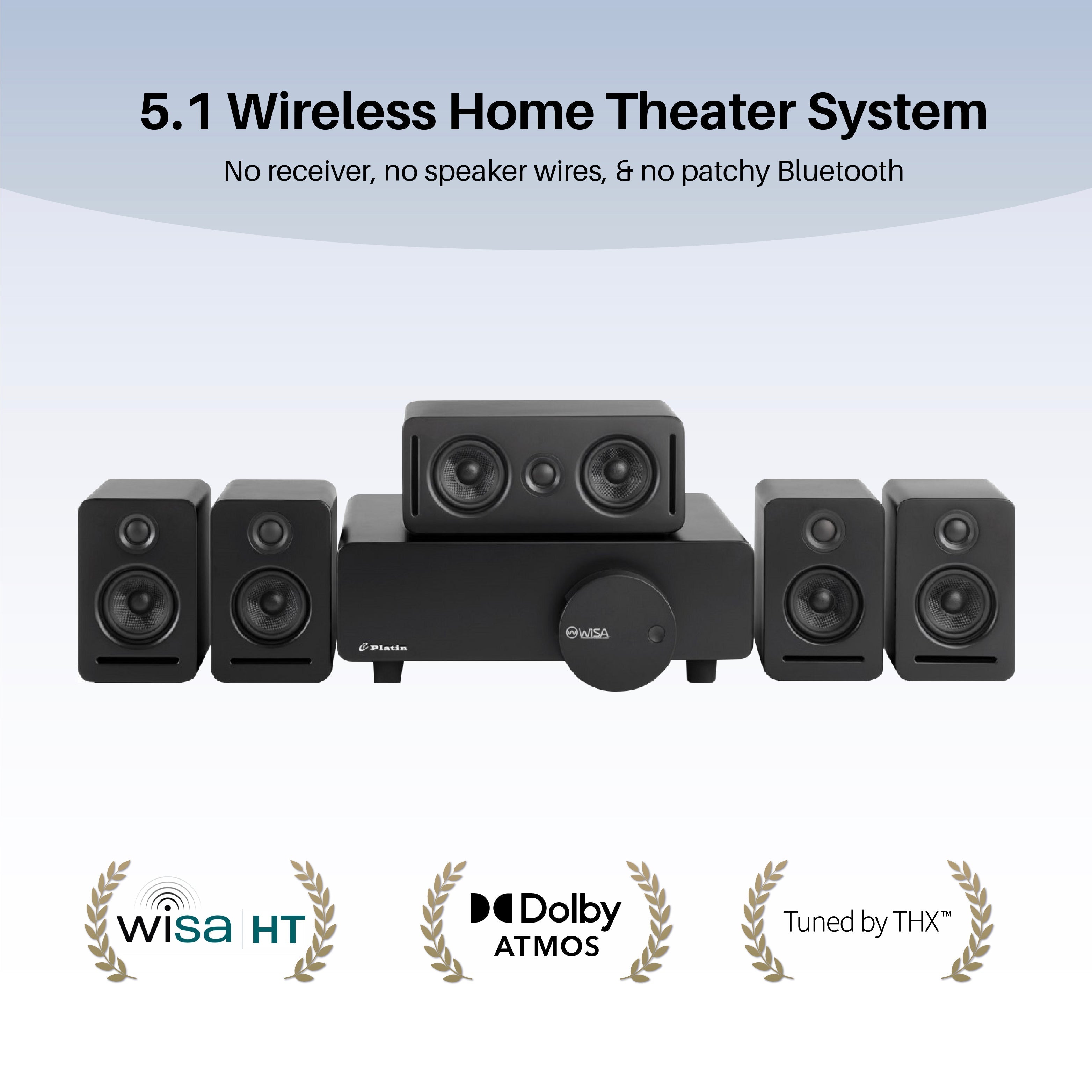 5.1 Wireless Home Cinema System Dolby Atmos Monaco Set - Black