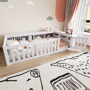 Multifunctional Children's Bed 90 x 200 cm, Storage, Safety Gate, Solid Wood, White