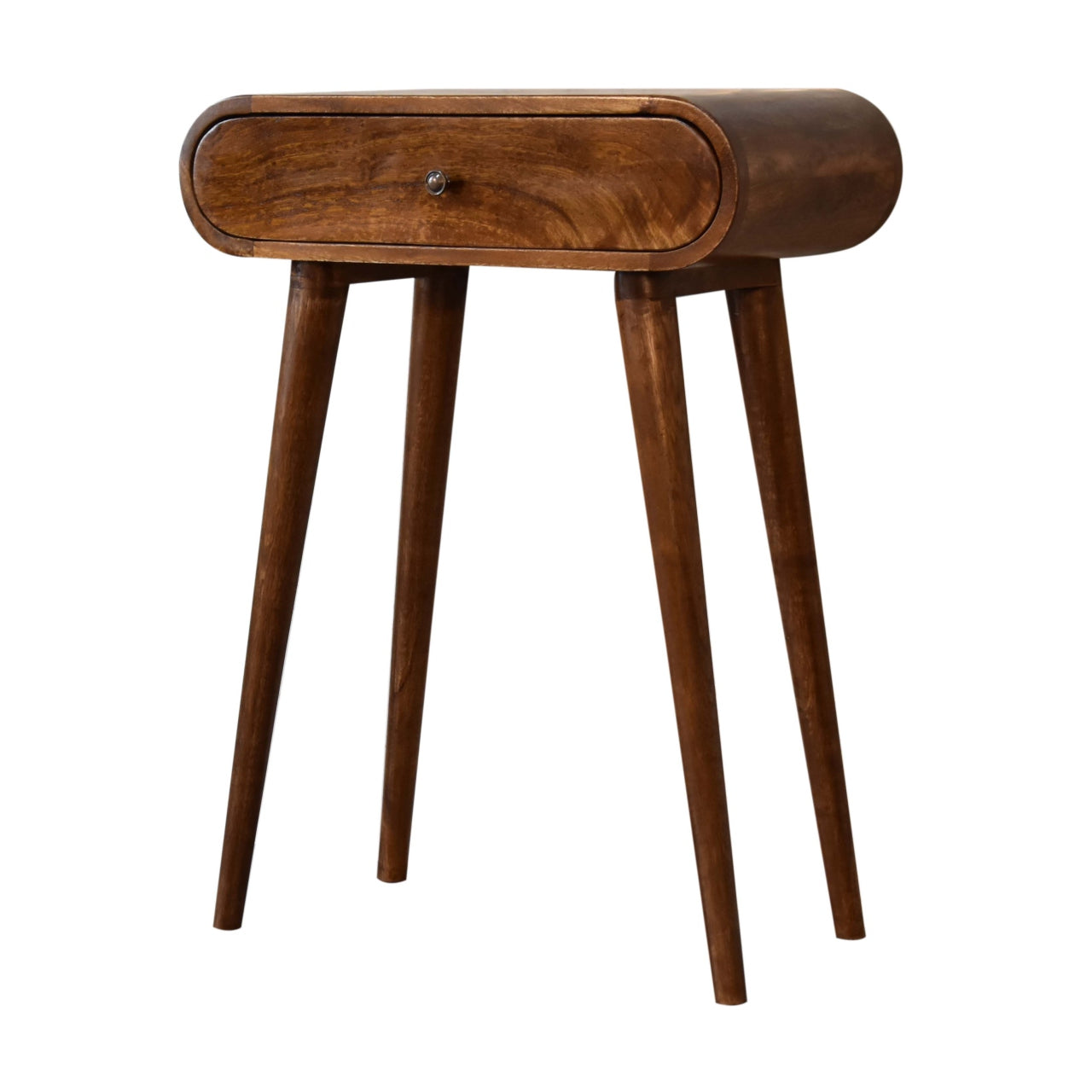 Solid Wood Console, Mini Chestnut with 1 Drawer, Dark Brown