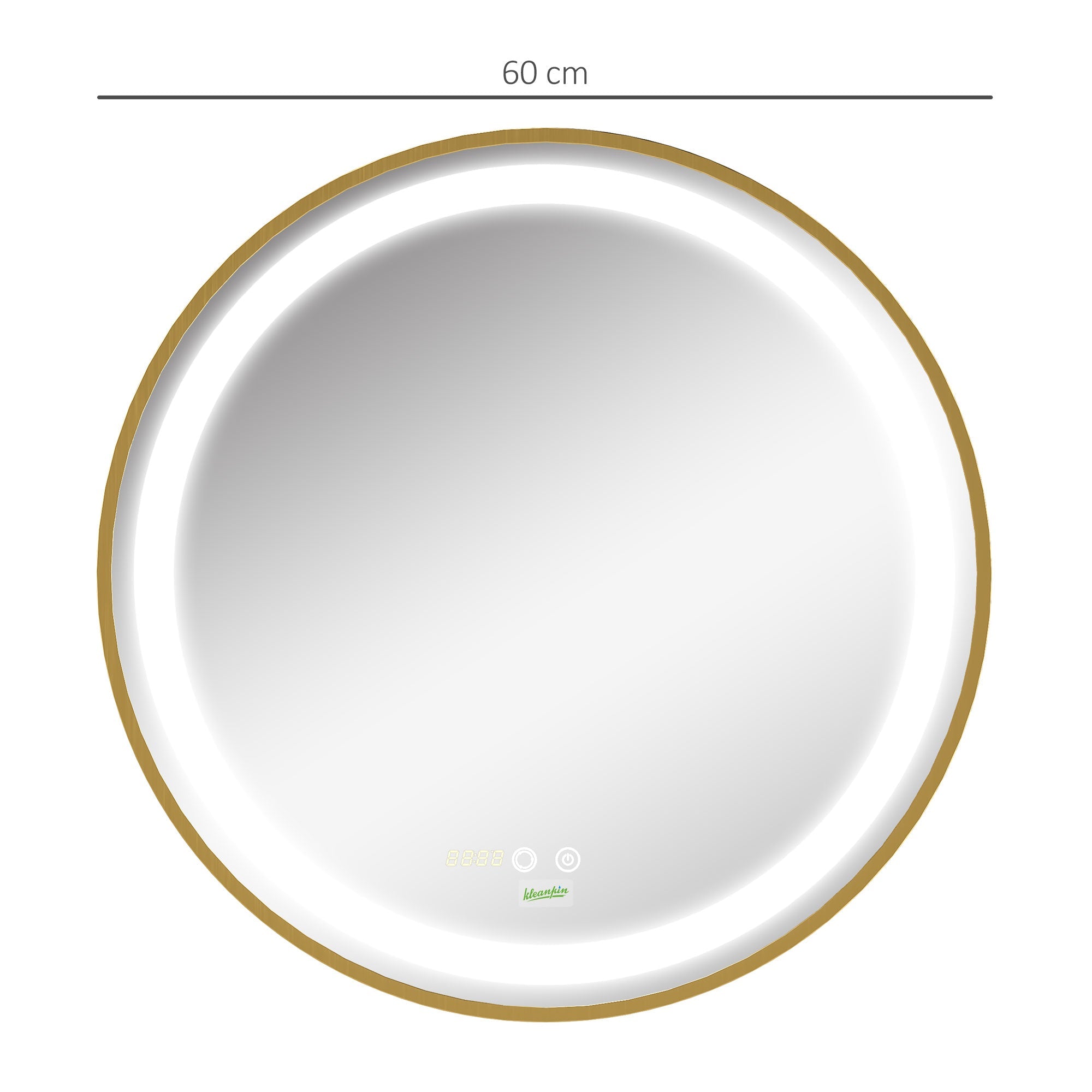 kleankin Dimmable Mirror with LED Light, 60x60cm, Aluminum Alloy
