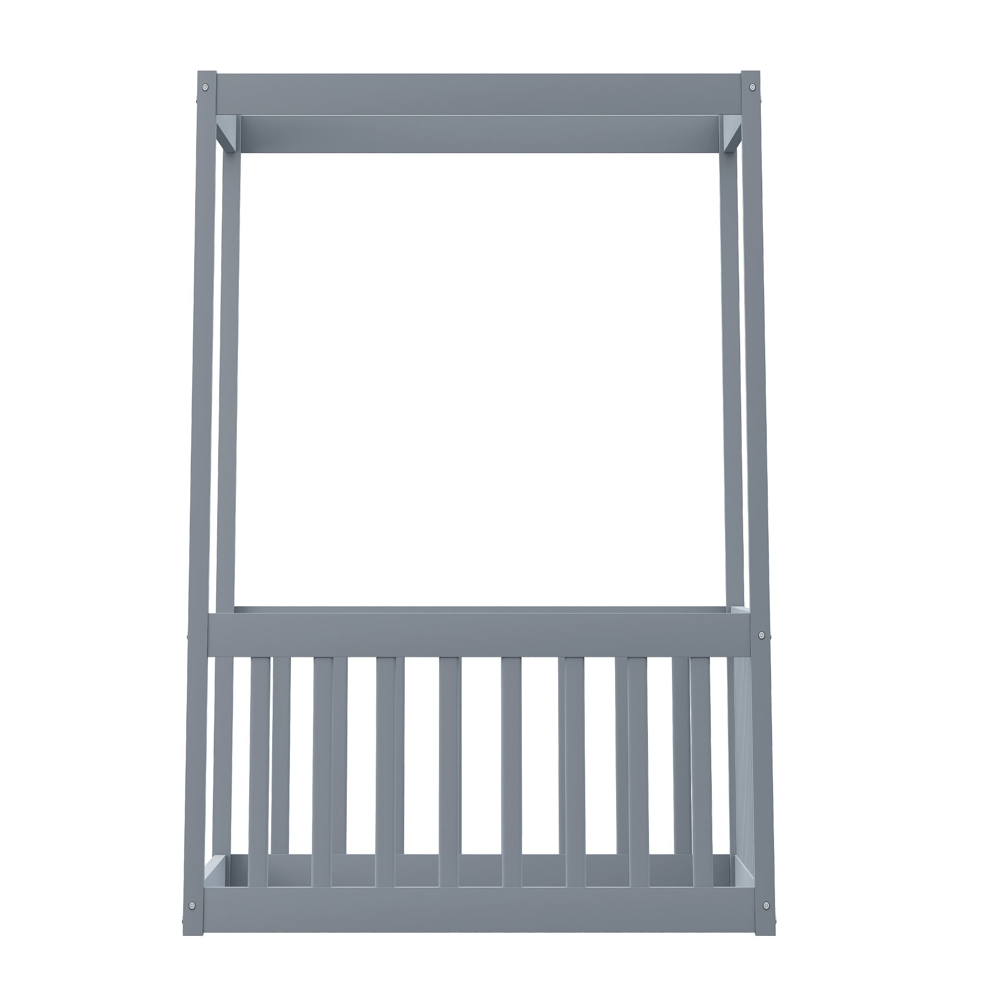 Children's Canopy Bed - 90 x 200 cm, Solid Wood Frame, Grey