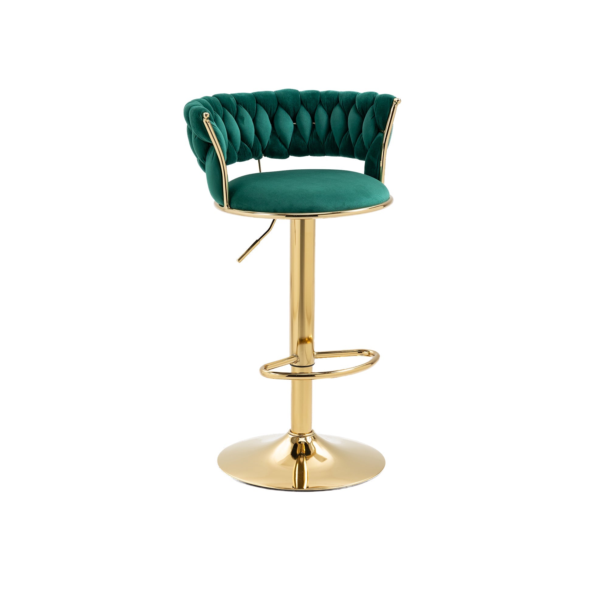 Velvet Bar Stool Set, 360° Swivel, Adjustable Height, Handcrafted Backrest, Upholstered