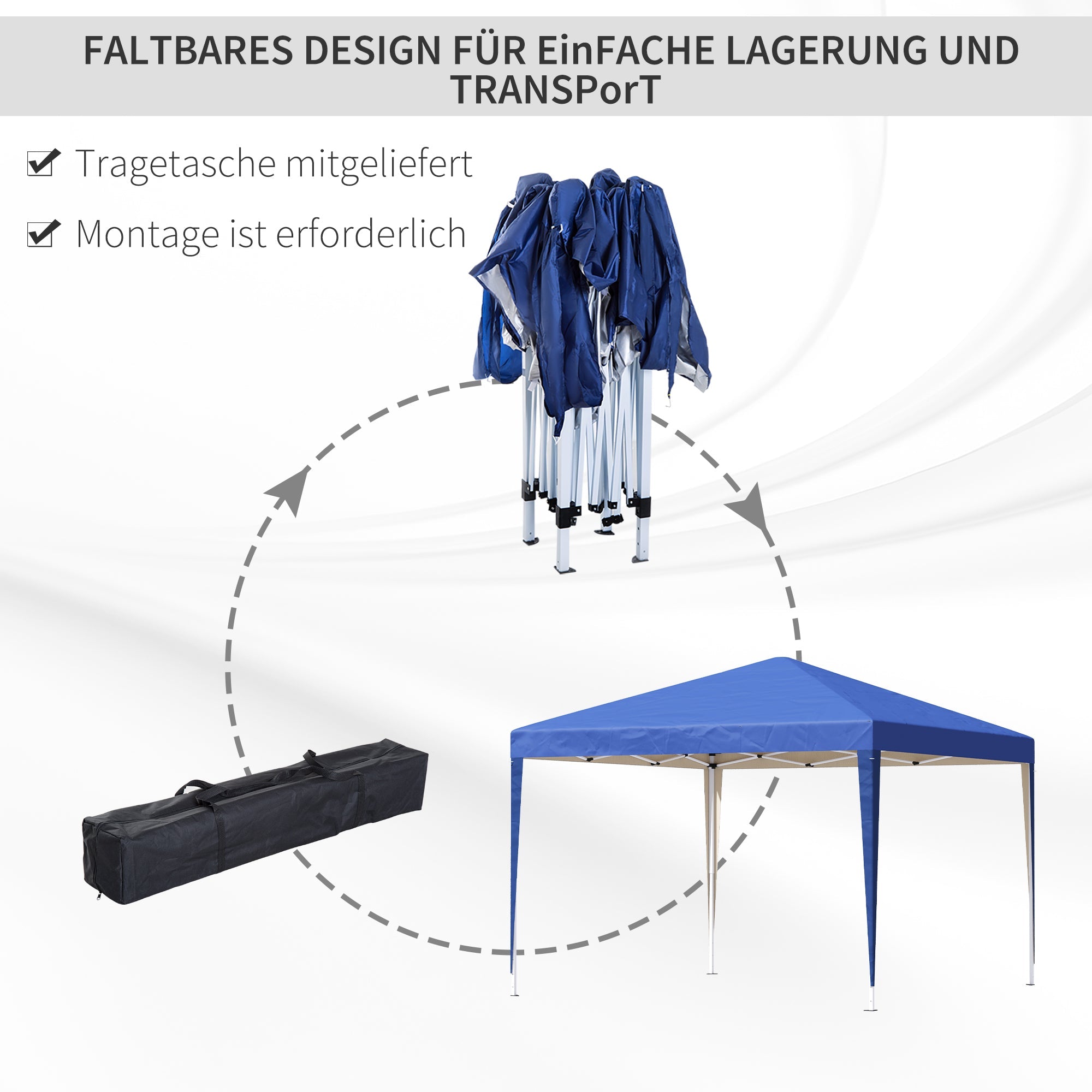 Pavilion Pop-Up Folding 3x3m Water-Repellent UV Protection, Blue