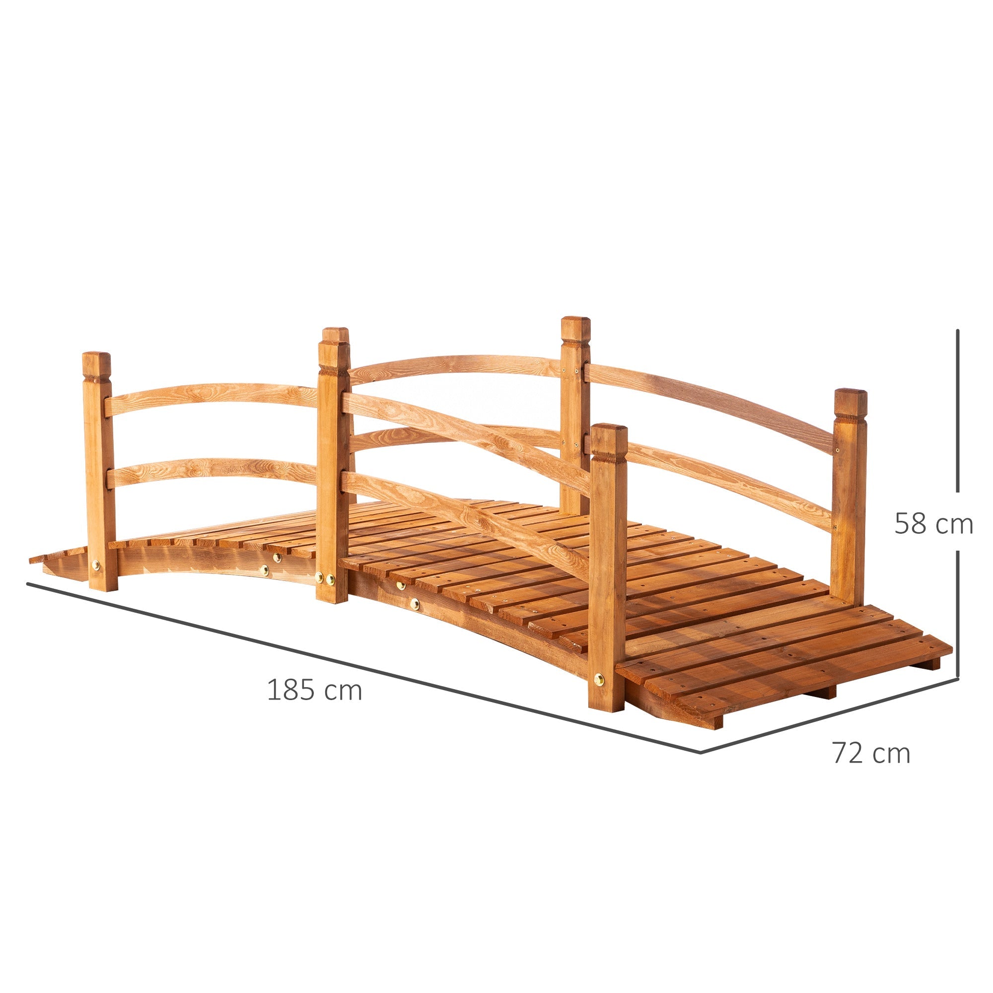 Garden Bridge 185m with Railing, 200kg Solid Wood