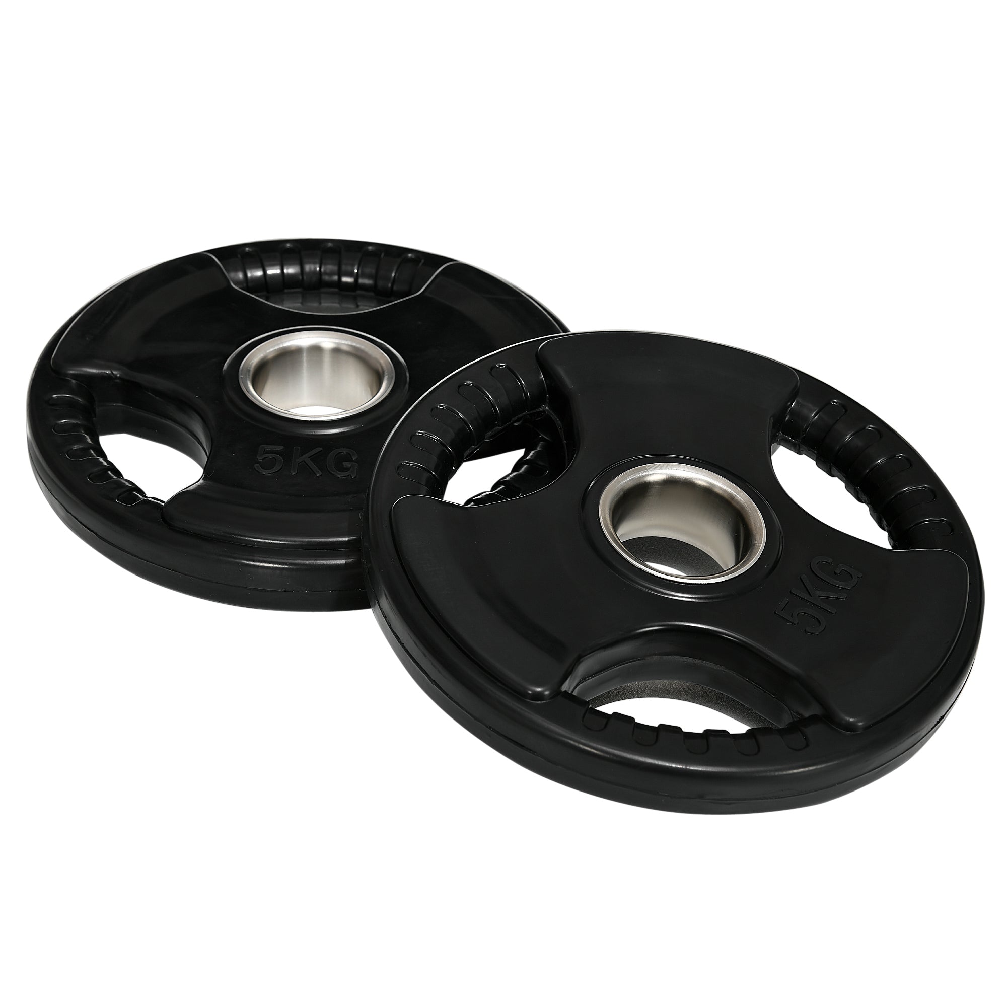 Weight Plates Tri-Grip 2x5KG, floor-friendly, three handles, Rubberized