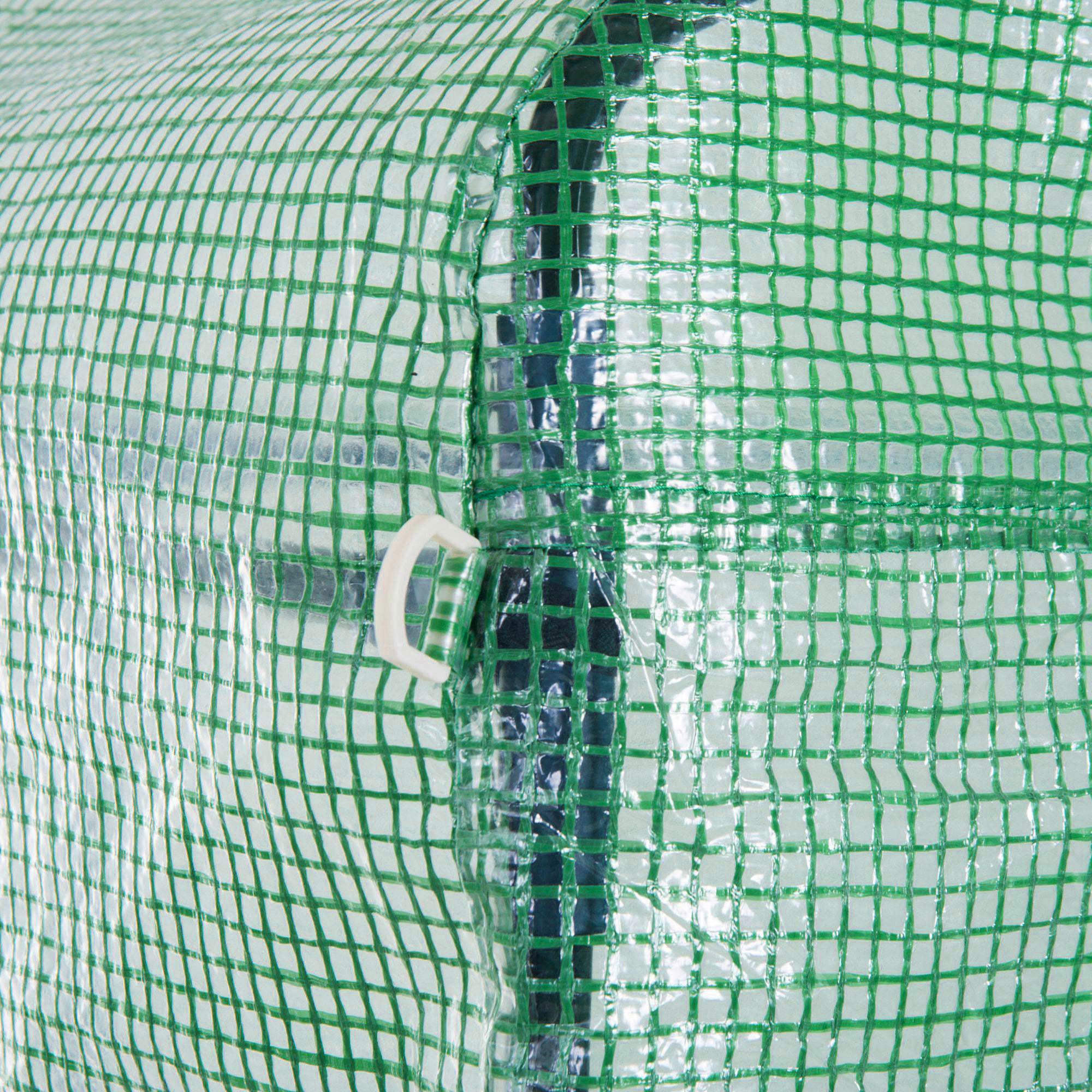 Polytunnel Greenhouse Walk-in Tent, Roll-up Sidewalls Zipped Door 6 Windows 3x3x2m, Green