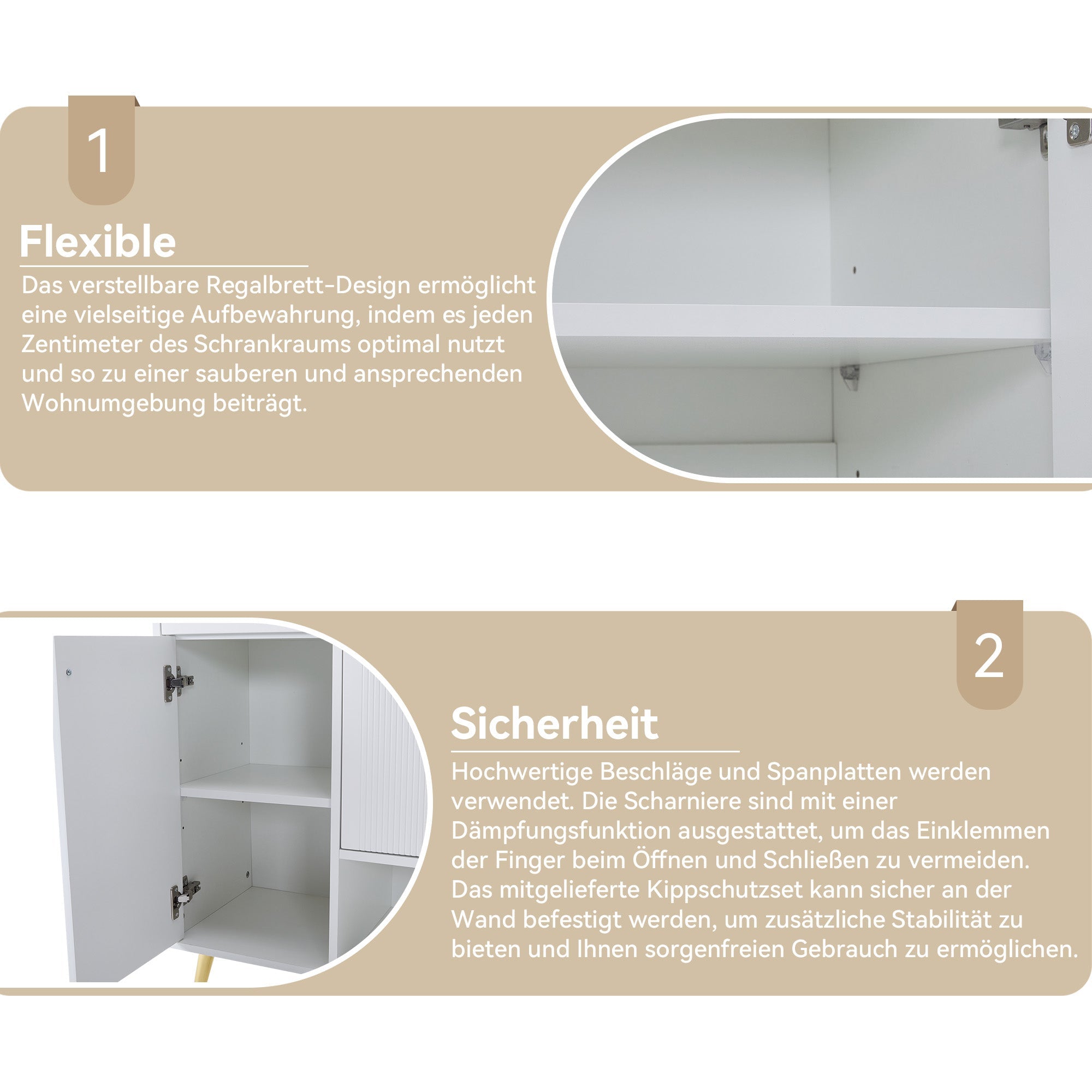 Shoe cabinet, shoe rack with 2 drawers and 4 doors, metal feet, white