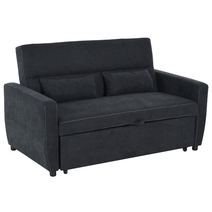 Sleeper Sofa, Convertible 2-Seater Adjustable Angle, Fabric Black