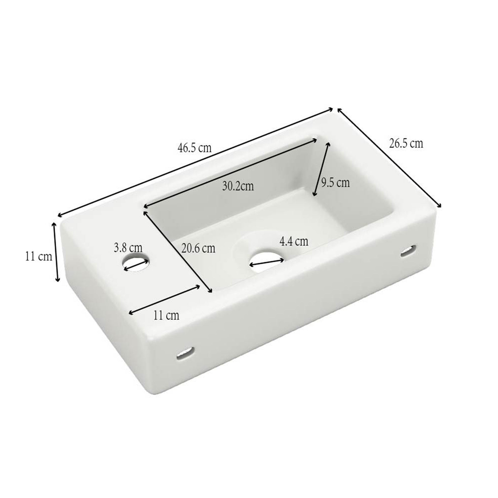 Bathroom Furniture Washbasin with 46cm Vanity Unit, Hanging, Small Guest