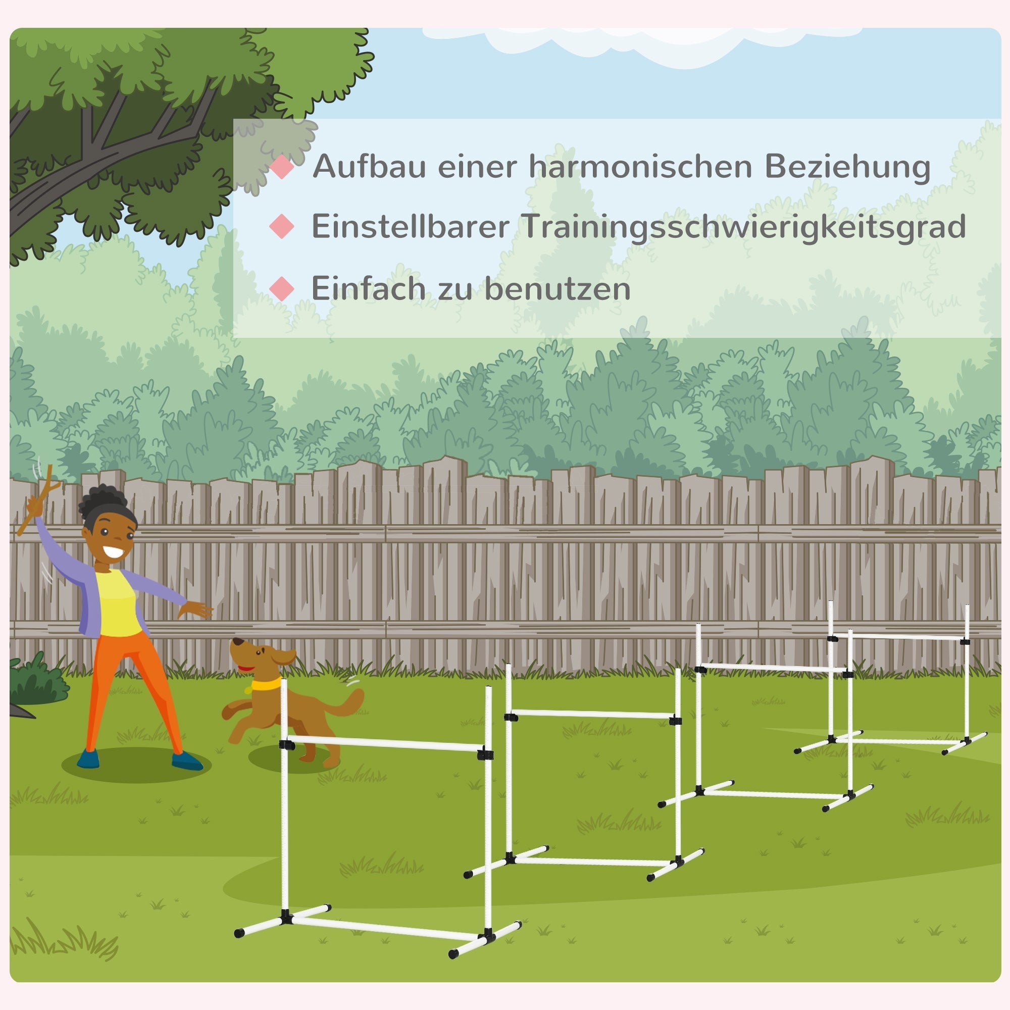 Agility Hurdle Set, 4 Hurdles Slalom Poles, Plastic White