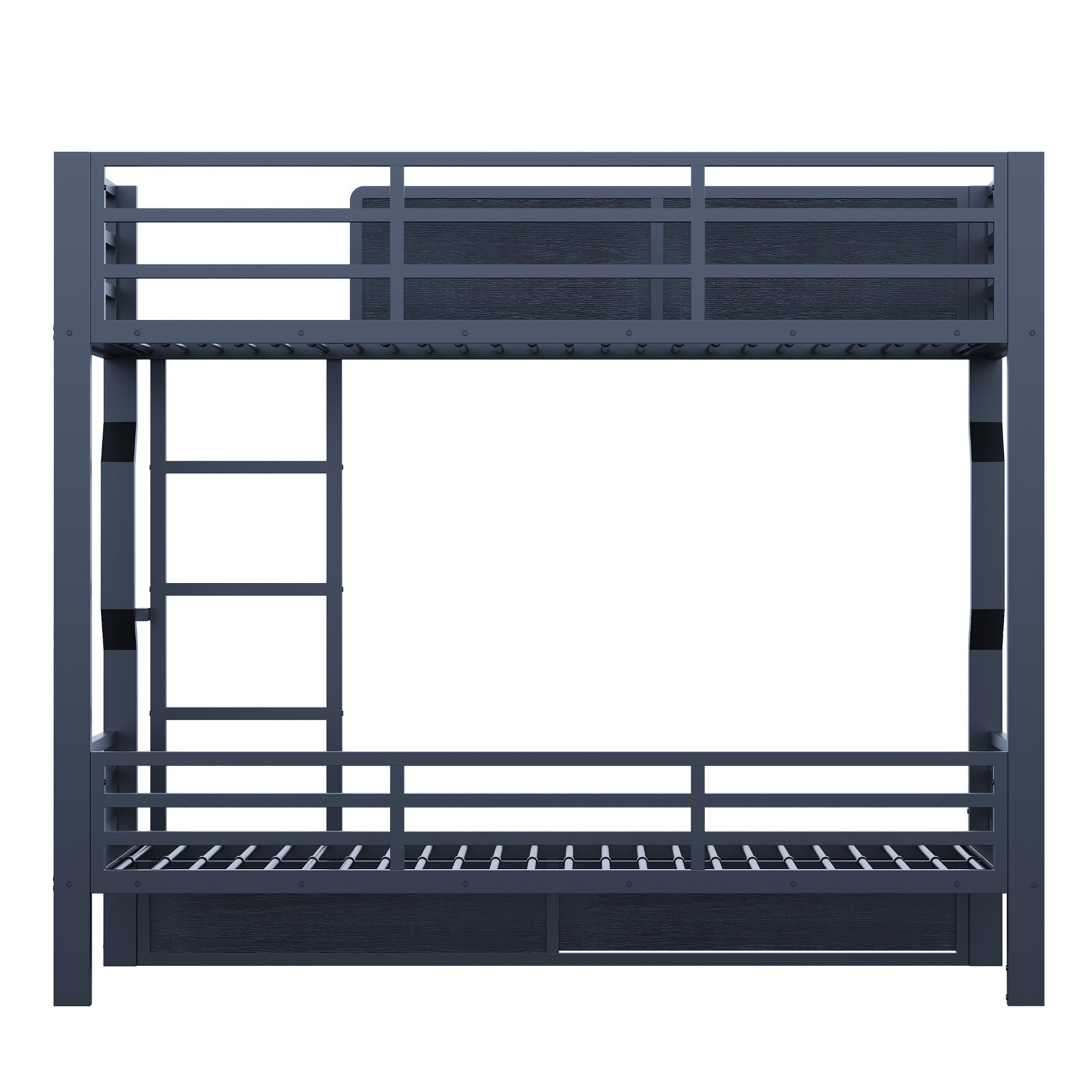 Iron Bunk Bed with LED Lighting and High Side Rails, 90x200cm, Black Iron