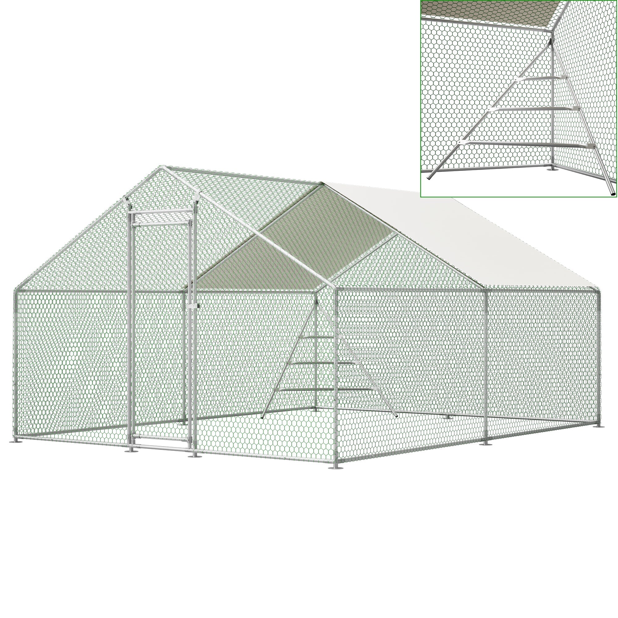 Aviary/Chicken Coop 3x4m Climbing Frame Roof Safety Lock - Metal