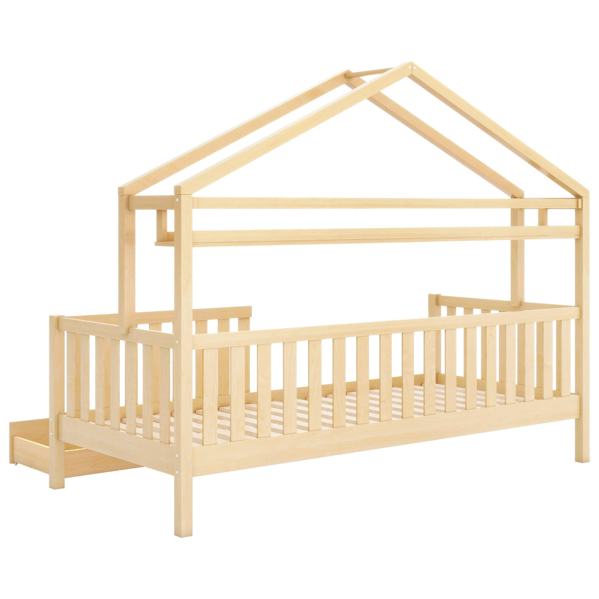 Children's House Wood Natural Bed 90x200cm