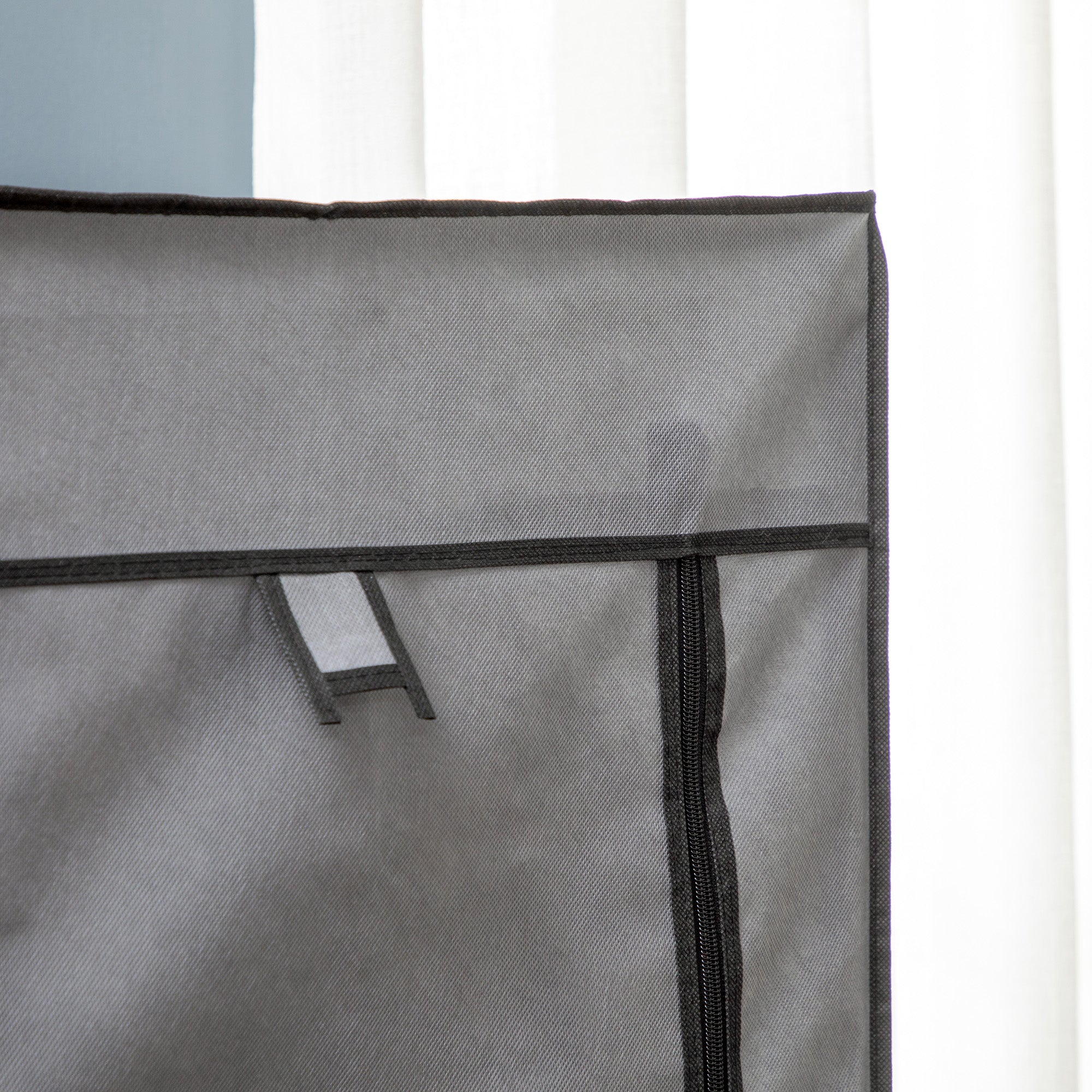 Foldable Wardrobe with Zipper Storage, Non-Woven Fabric, Dark Grey