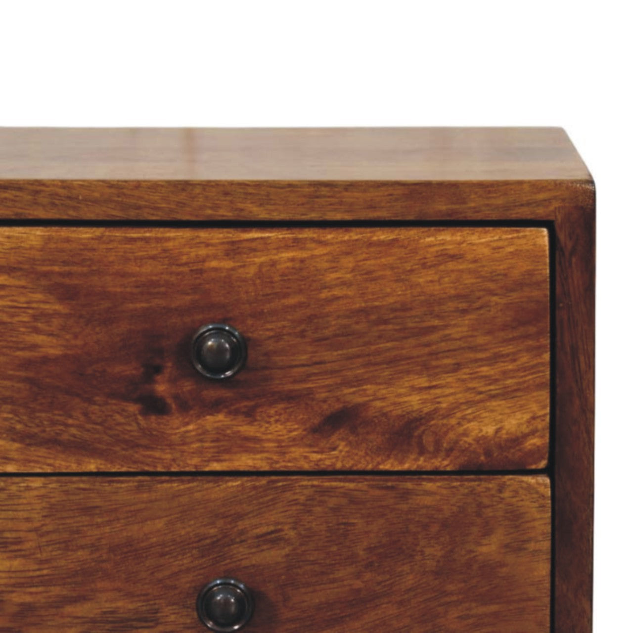 Solis Chestnut Nightstand, Wall Mounted 2 Drawers, Solid Wood Dark Brown