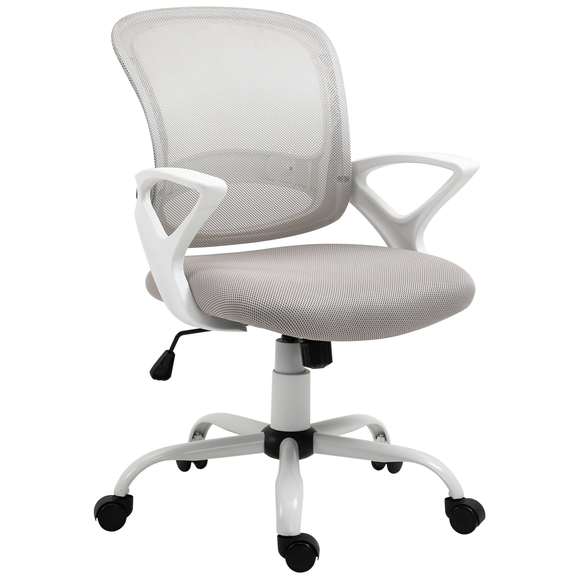 Office Chair Swivel Desk with Lumbar Support Adjustable Height Mesh Grey