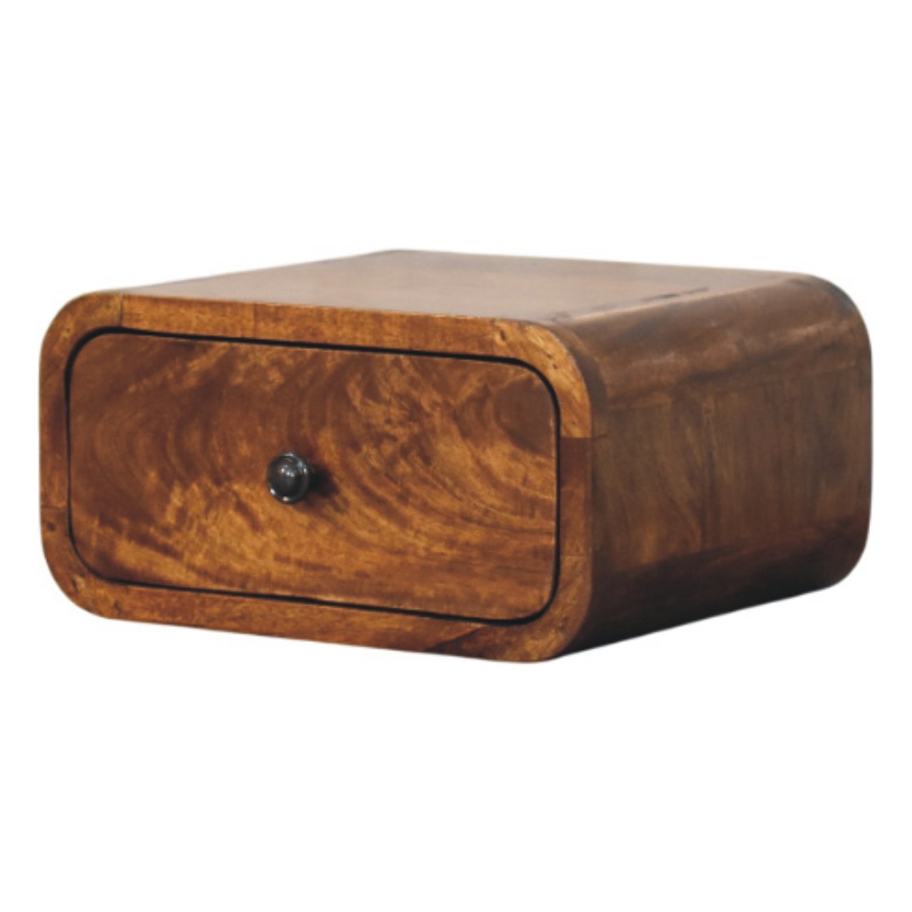Avora Mini Wall-Mounted Nightstand, 1 Drawer, Solid Wood Dark Brown