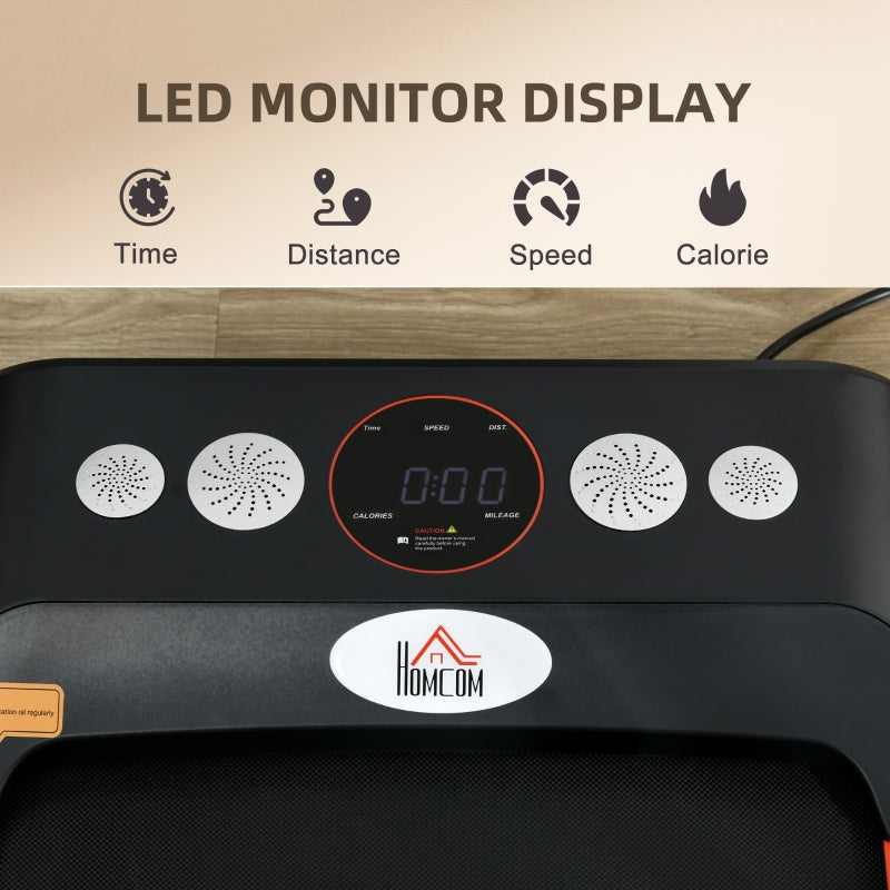 Foldable Walking Treadmill with LED Display and Wheels, Red