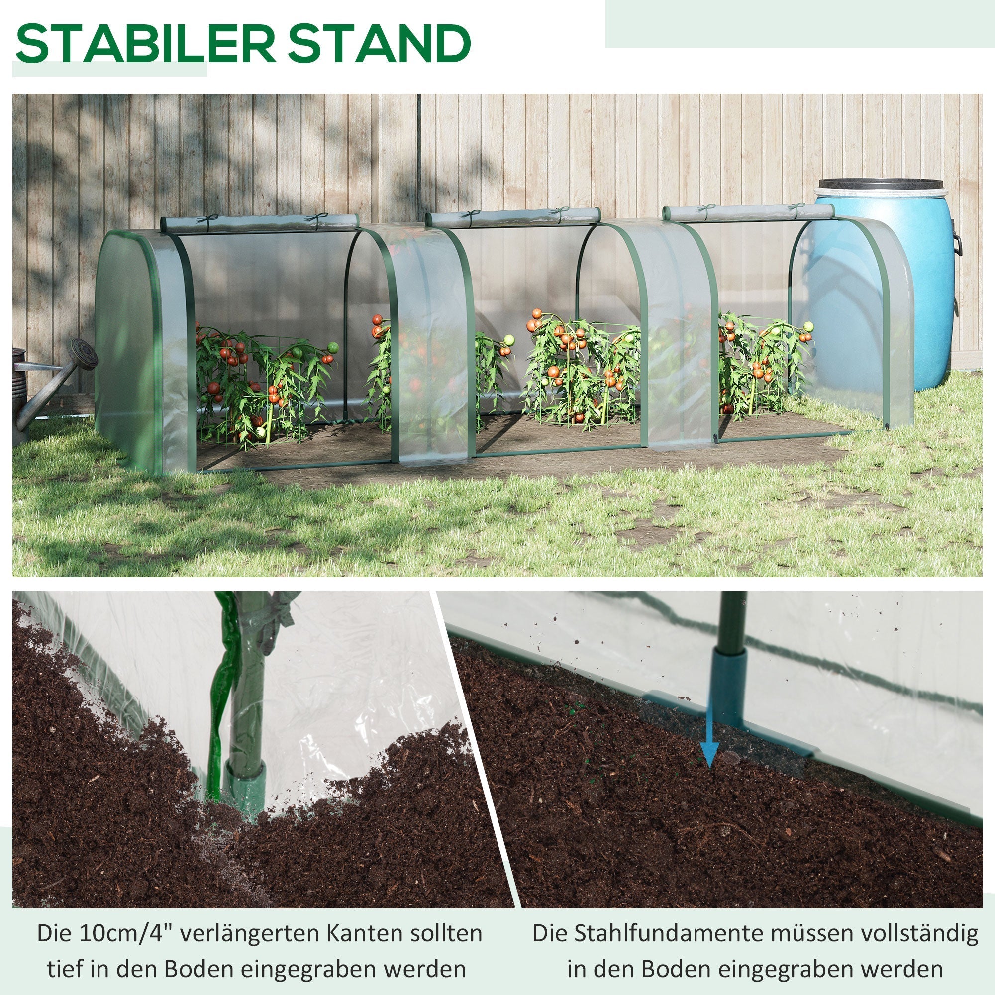 Foil Greenhouse Hothouse for Plant Cultivation, 295x100x80cm, Transparent Steel