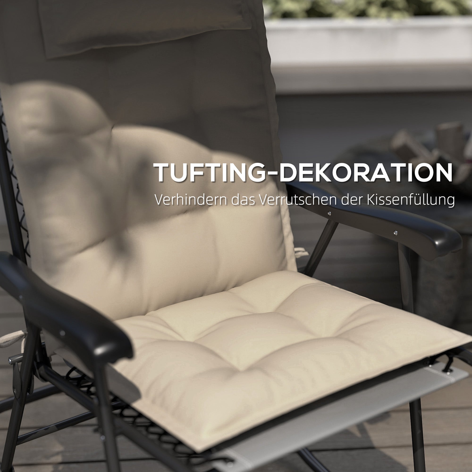 Set of 2 Cushions for Sun Loungers, Water-Repellent, 50 x 116 x 5 cm, Beige
