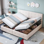 Upholstered Bed 180x200cm, Hydraulic Storage High Box Multifunctional, Beige Velvet