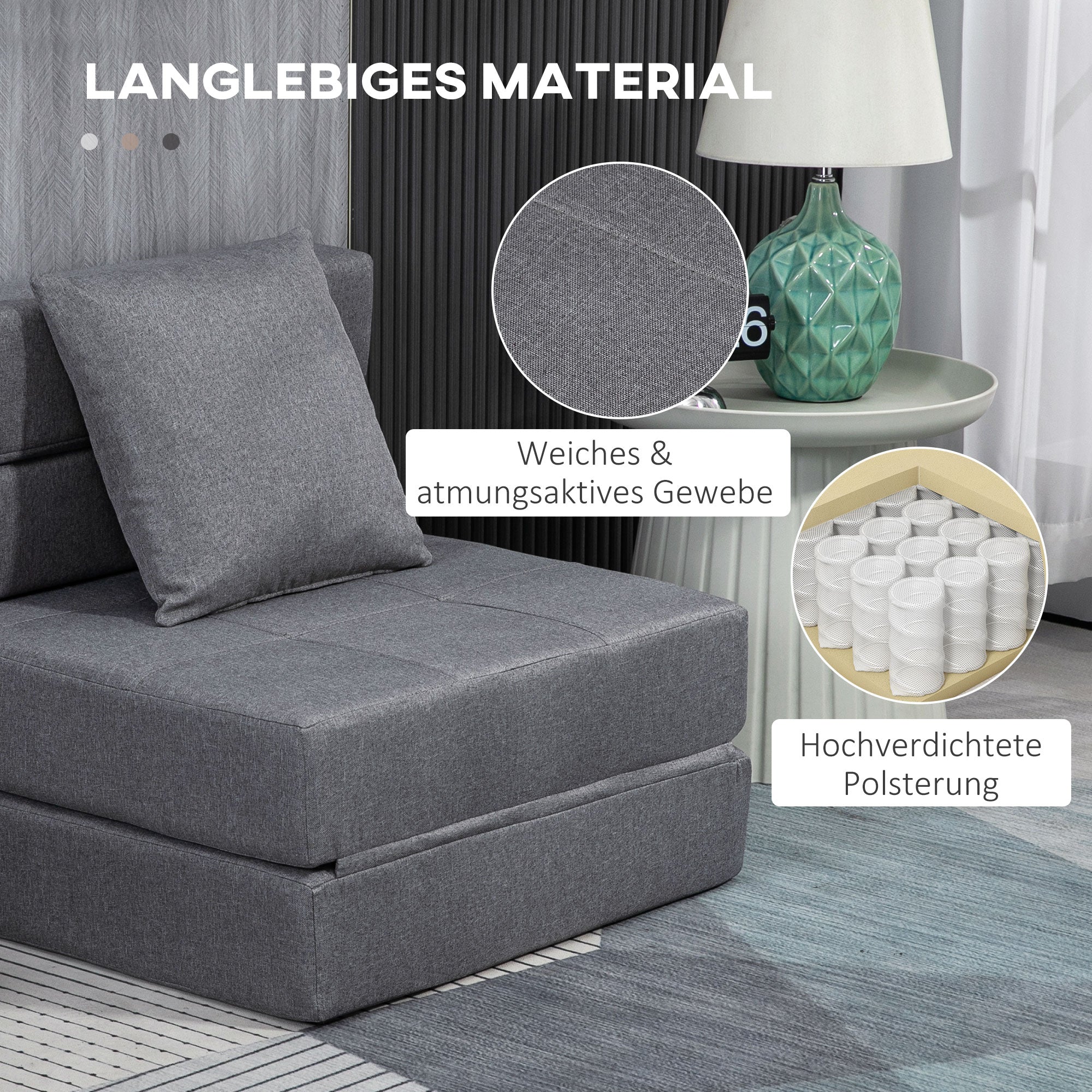 2-in-1 Sleeper Chair, Foldable Sofa Bed/Recliner, 100kg Capacity, Dark Grey