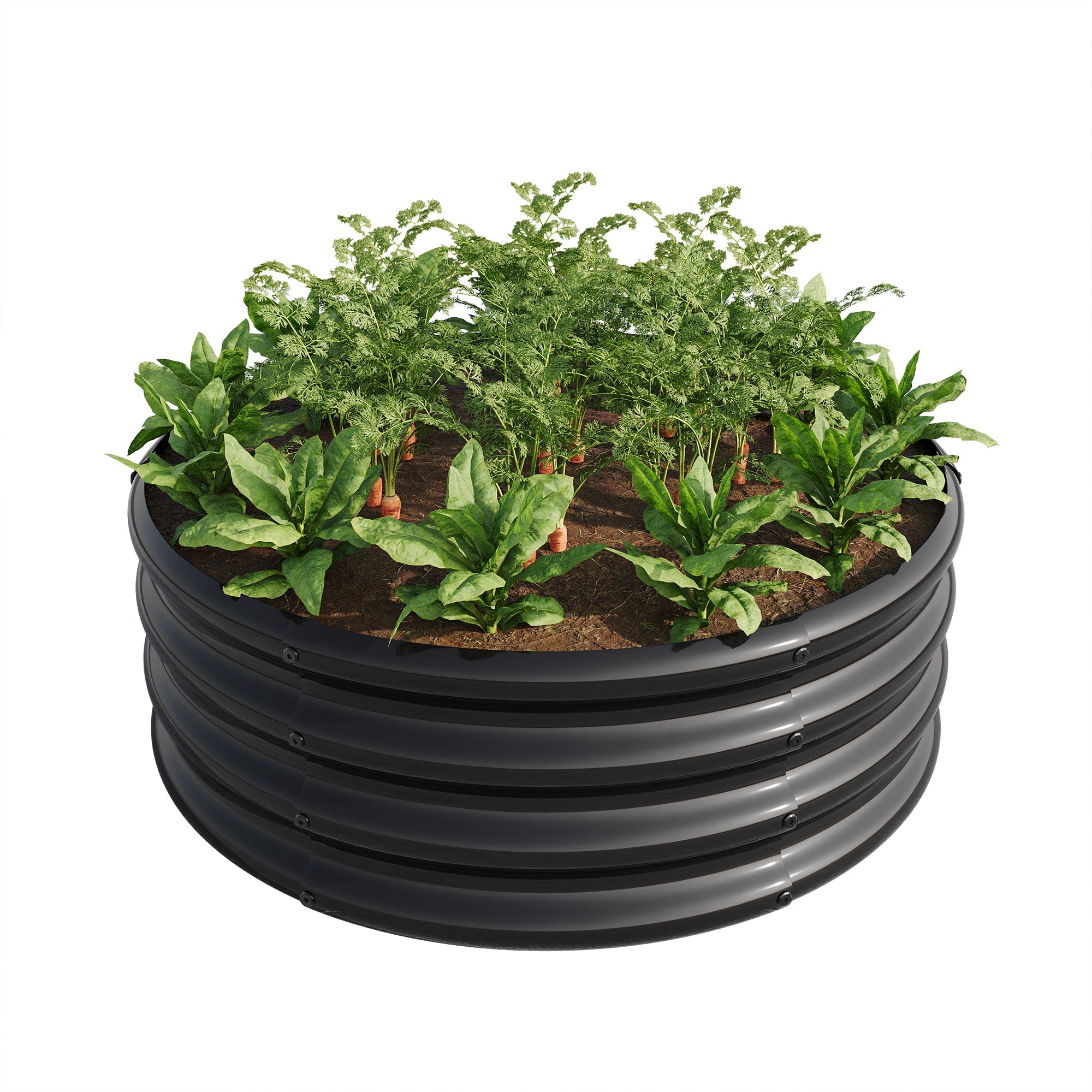 Raised Garden Bed Planter, Round Outdoor, Galvanized