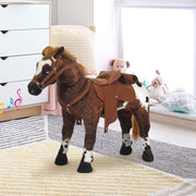 Plush Riding Horse with Saddle, Sound and Stirrups, Brown