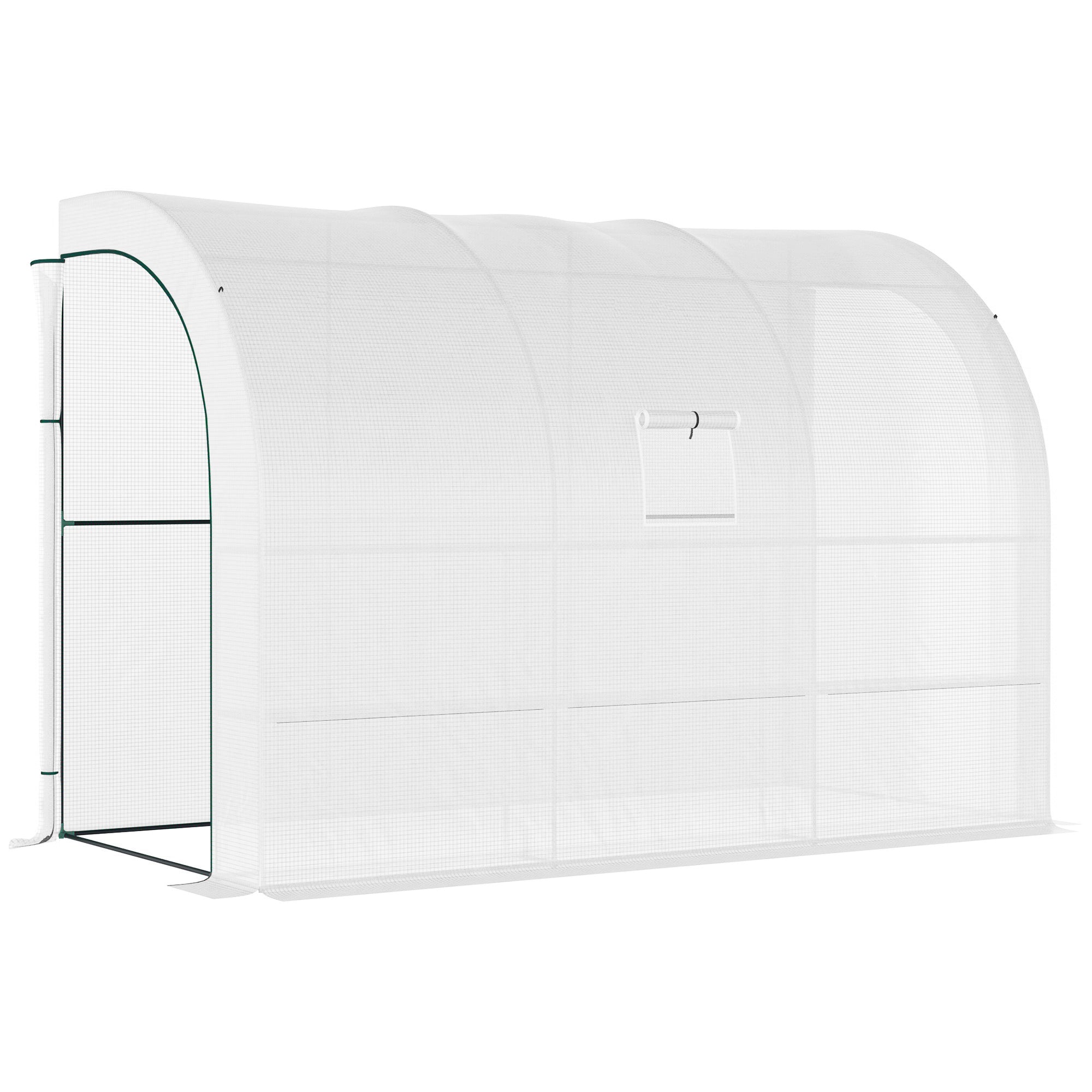 Greenhouse with Shelves, Windows, Winterproof 300x150x213cm Steel Foil, White