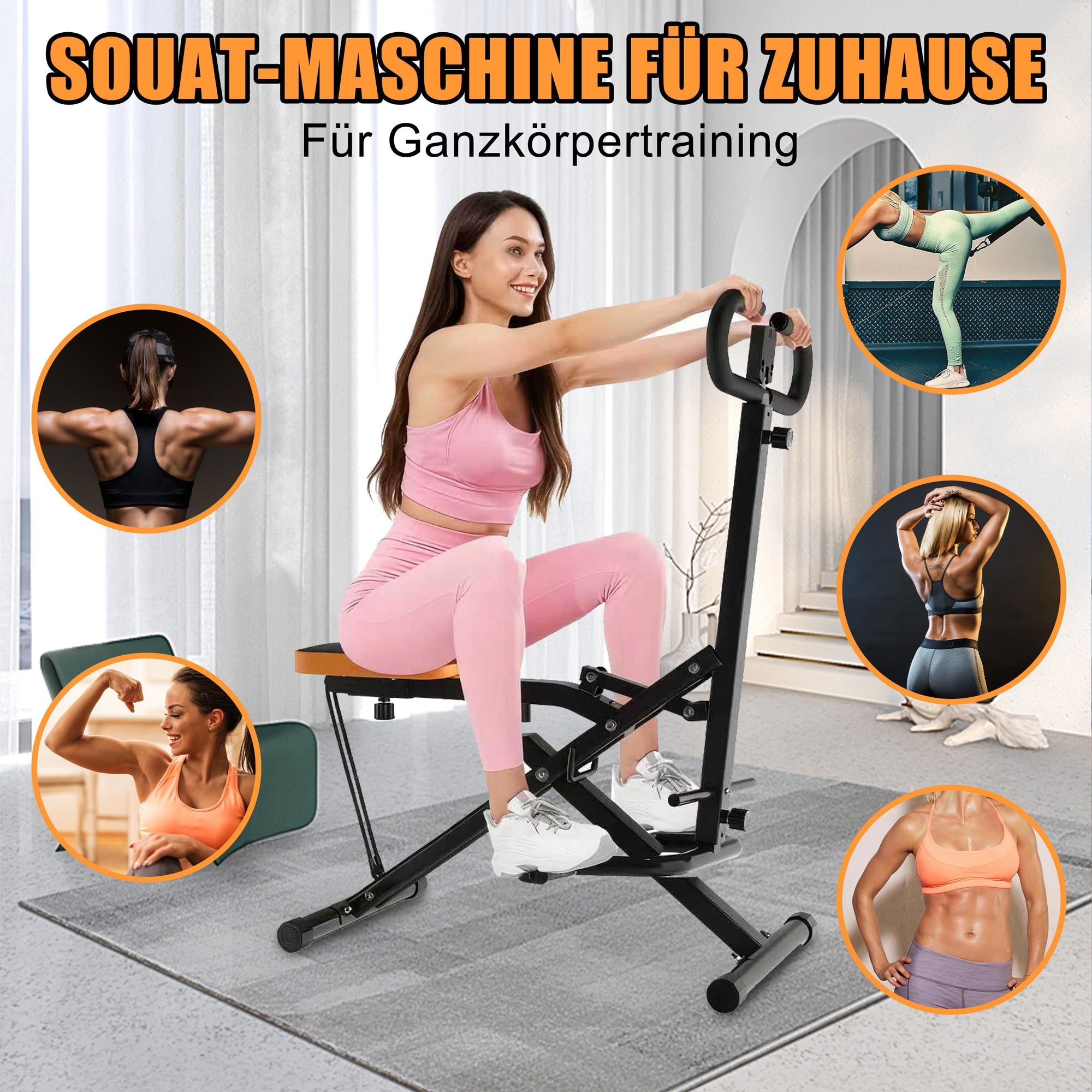 Squat Machine Foldable Glute Trainer with Resistance Bands for Home Use
