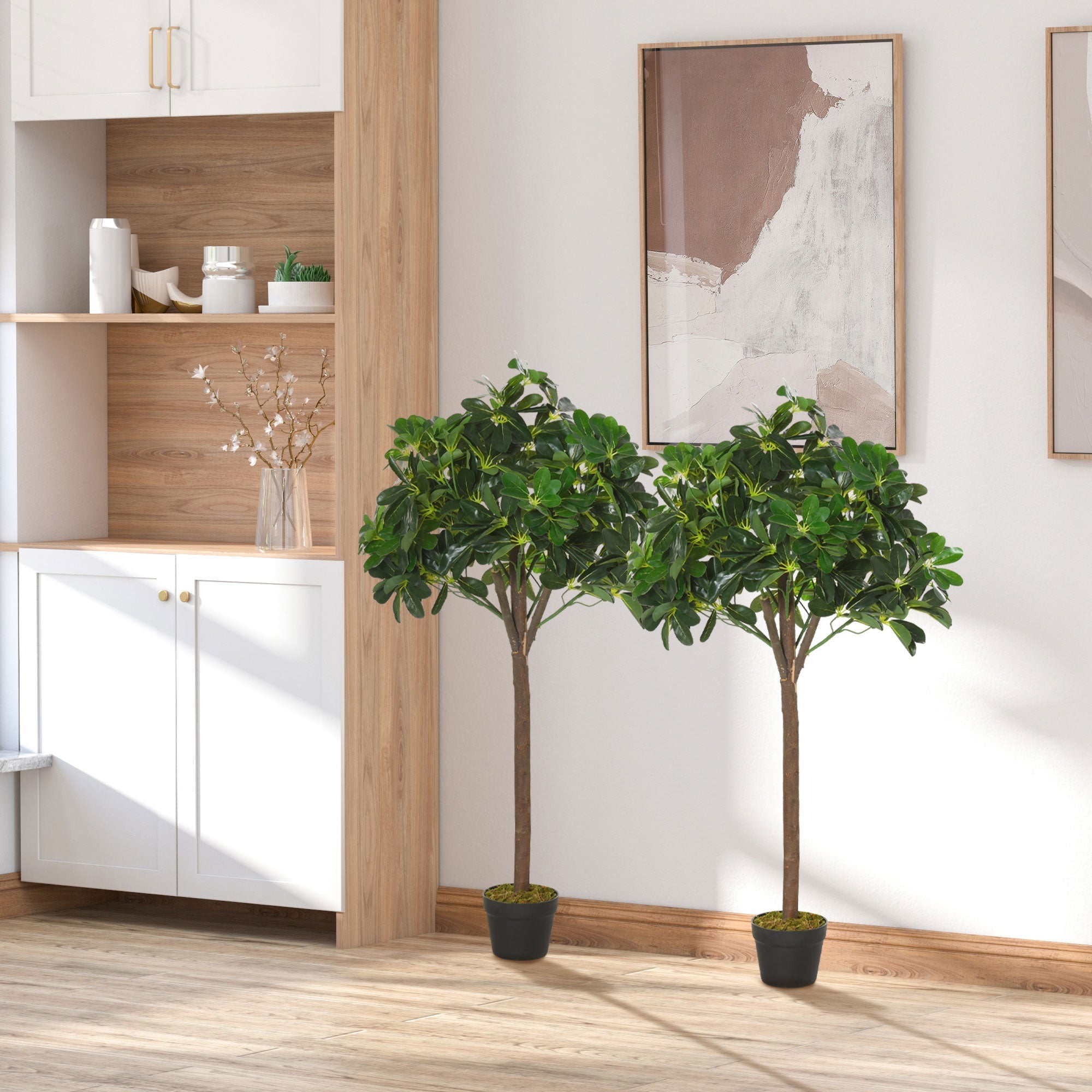 Künstliche Lorbeerbäume, 120 cm, Zementtopf, Grün