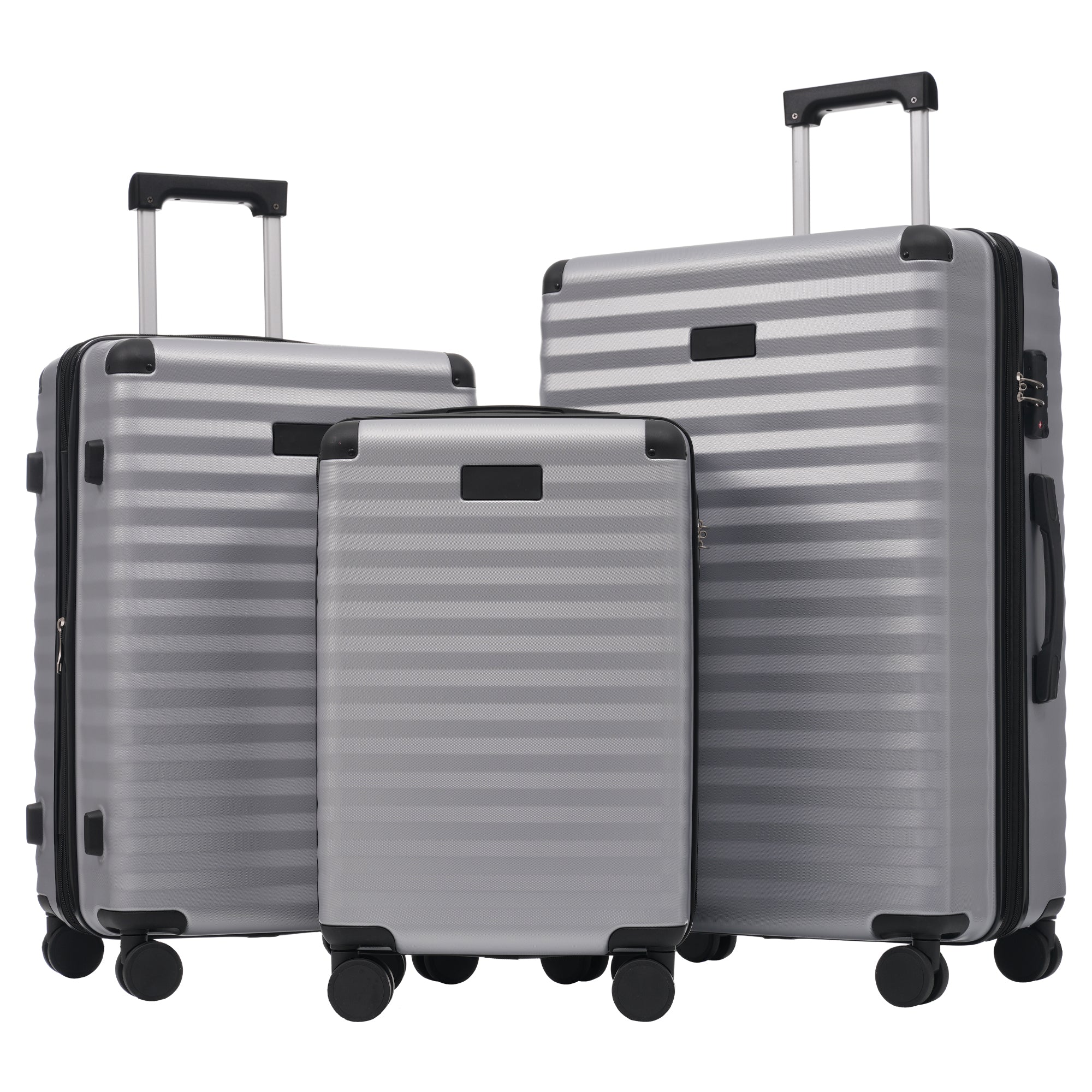 M&L&XL 3-Piece Suitcase Set - Expandable, Reinforced Corners, Cup Holder, TSA Lock, 360° Rotating Wheels, ABS Hard-Shell