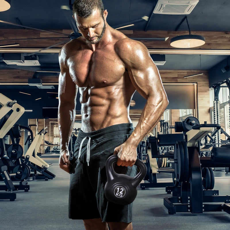 Kettlebell with 12kg Sand Filling for Beginners, Black