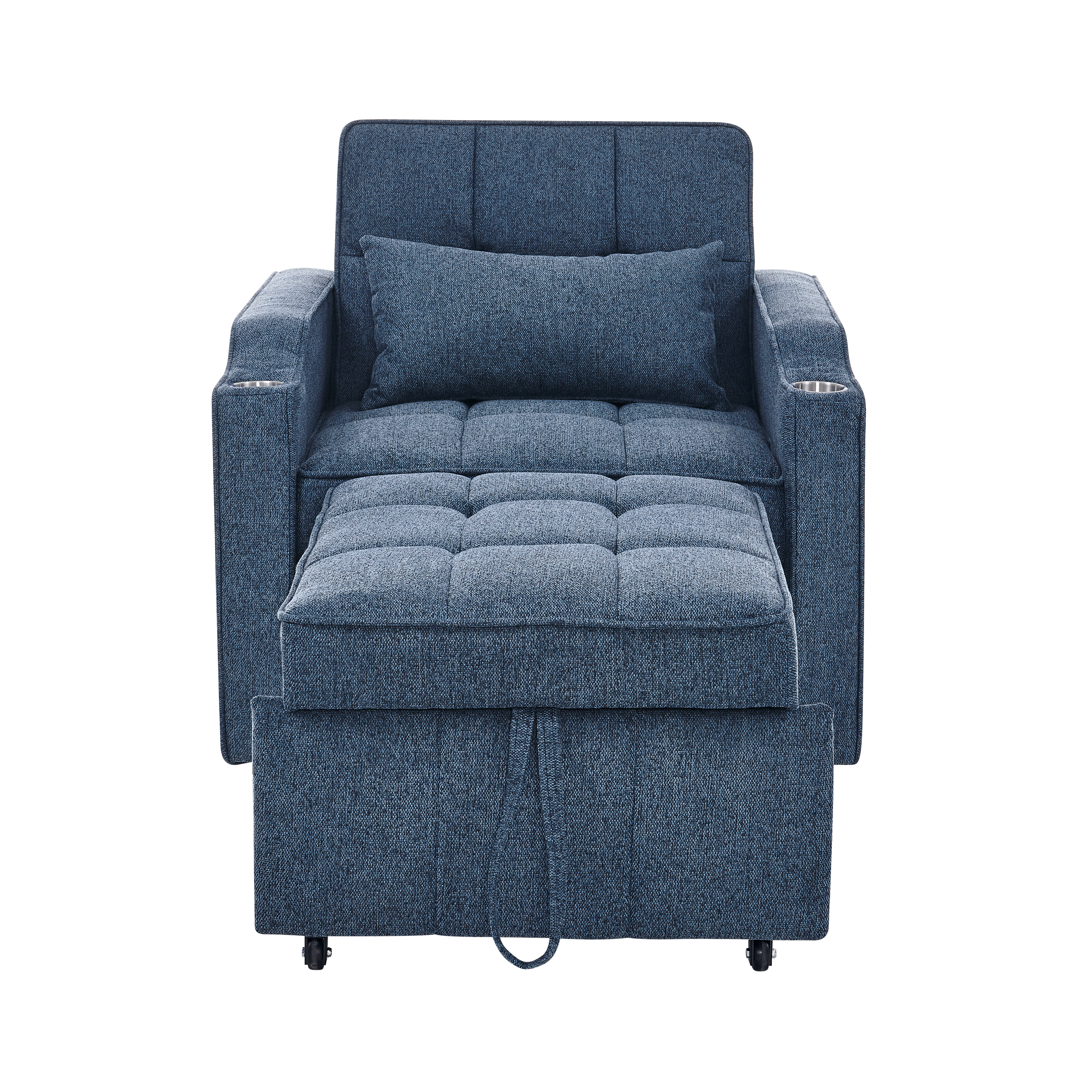3-in-1 Sofa Bed with Slide-to-Transform Design and USB Charging, Navy Blue