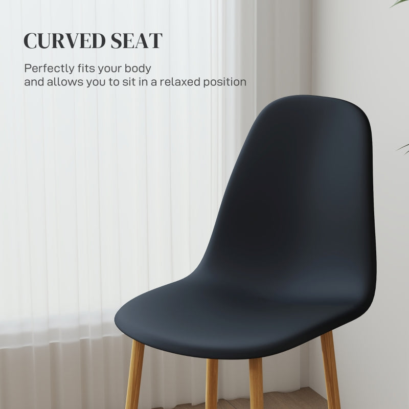 Modern Dining Chairs Set of 4, with Backrest and Steel Legs, Black