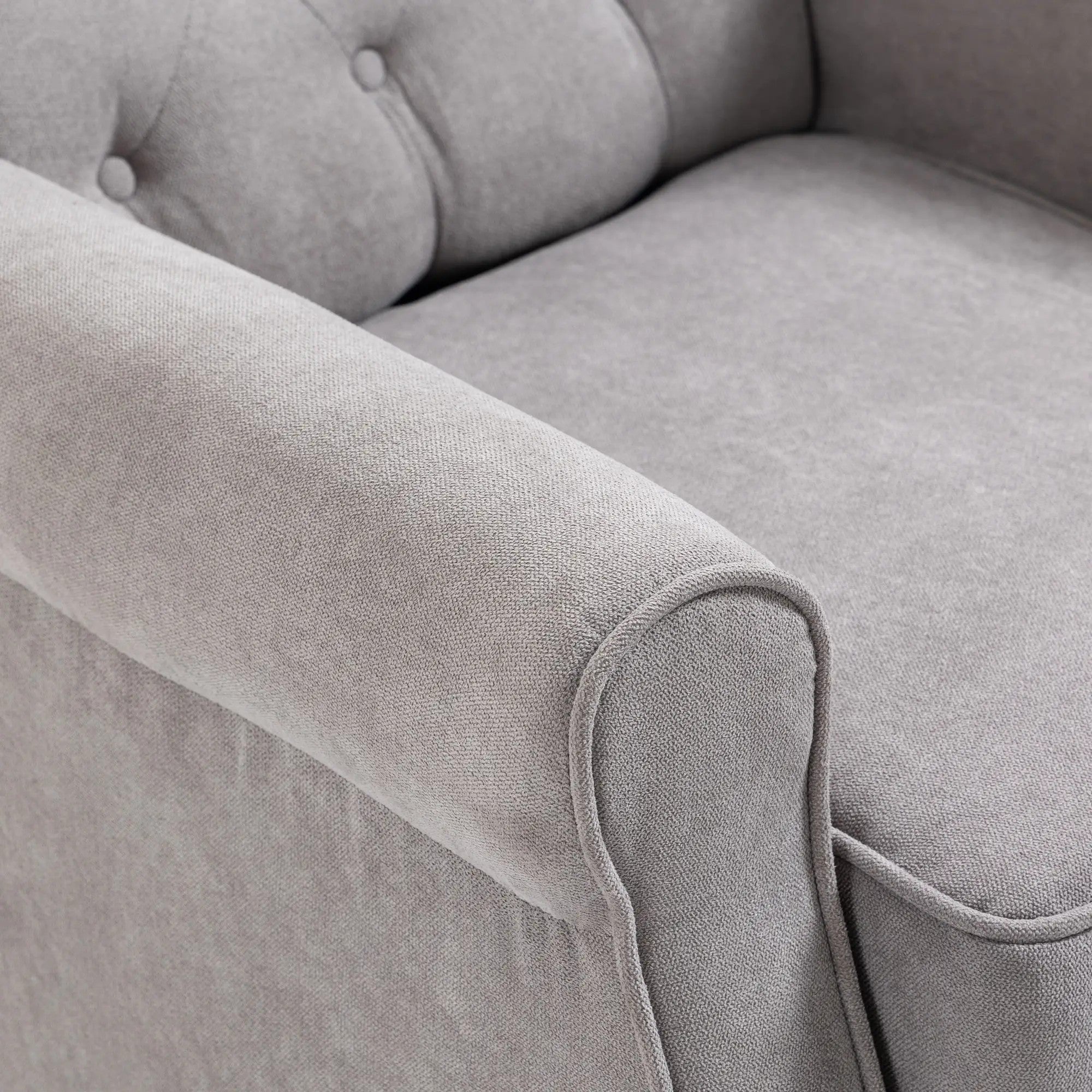 Single armchair, wing chair accent chair with tufting wooden feet, polyester grey