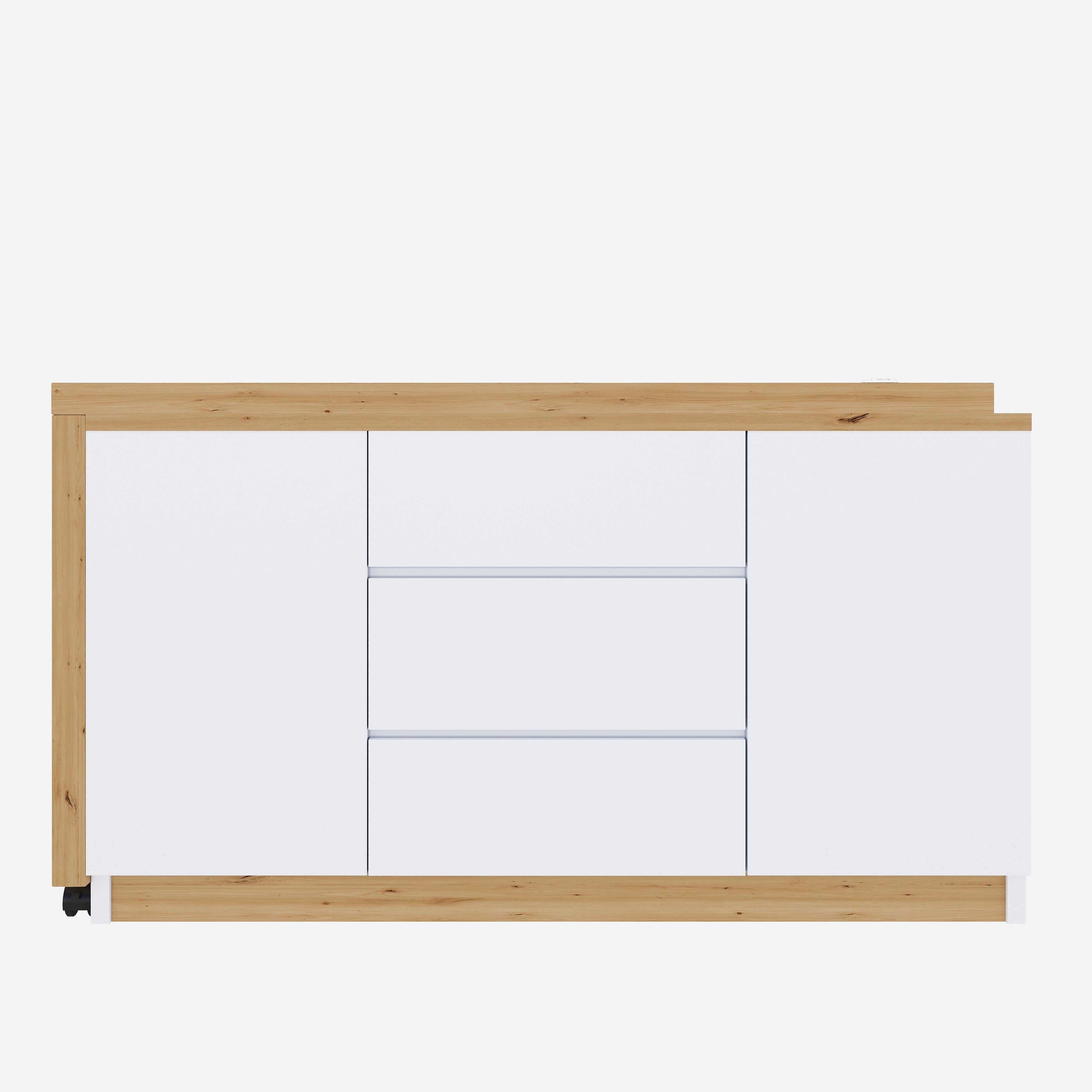 Desk, Multifunctional Rotating Tabletop, Foldable, Corner, White/Oak