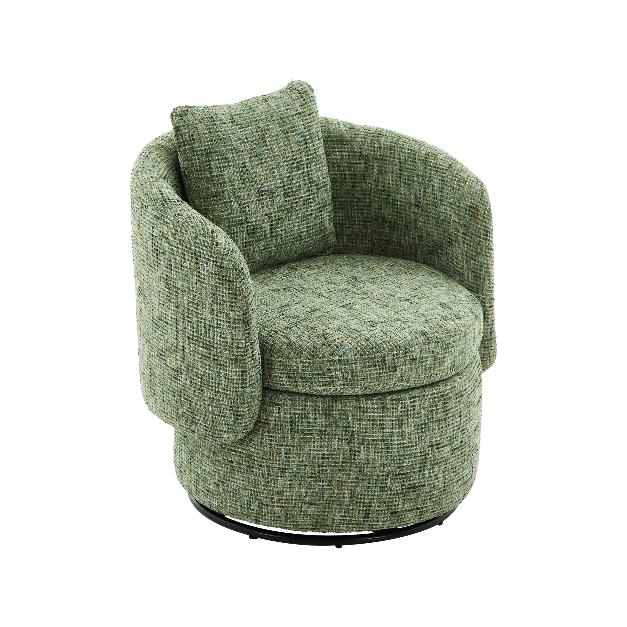 Swivel Armchair 360° Rotating Accent Chair Hidden Storage Plump Cushion Green