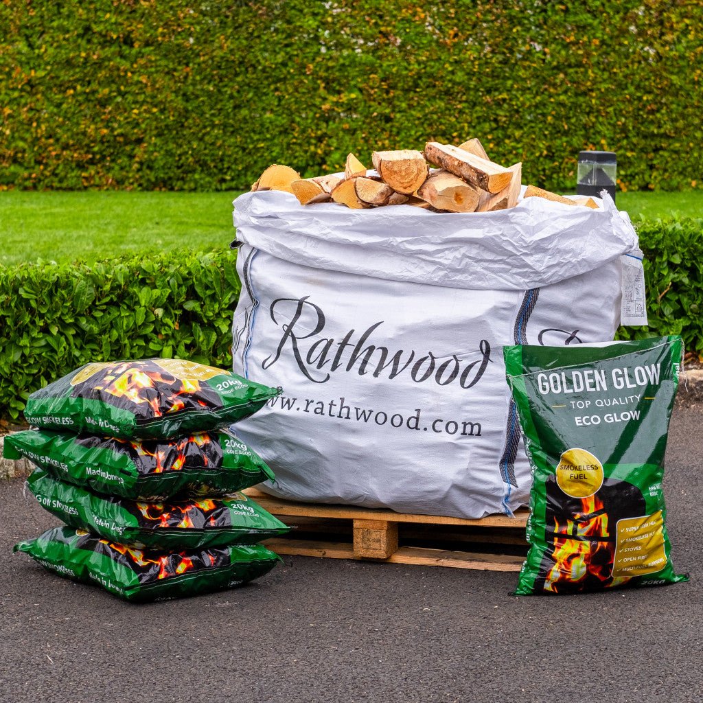 5 x 20kg Eco Glow Coal and Hardwood Firewood Bulk Bag Bundle - Rathwood Store