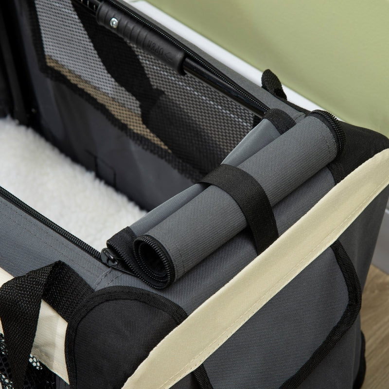 Pet Carrier Bag, Foldable 3 Doors, Grey