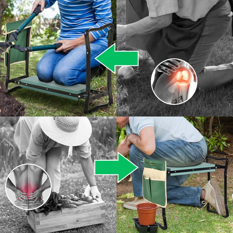Kneeling Bench Foldable 2-in-1 Garden Stool Tool Bag - EVA Foam