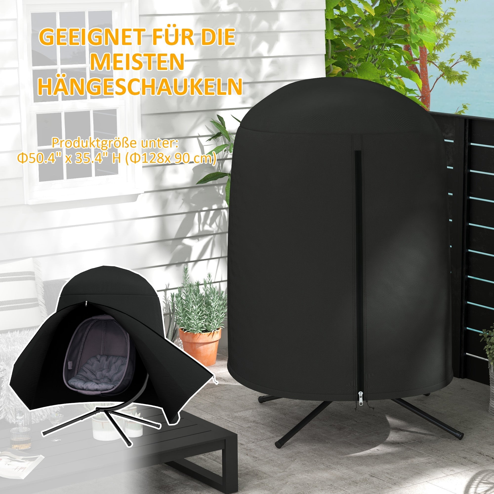 Protective Cover for Hanging Chairs, Waterproof UV Protection Zipper Ø128x190cm, Oxford Material