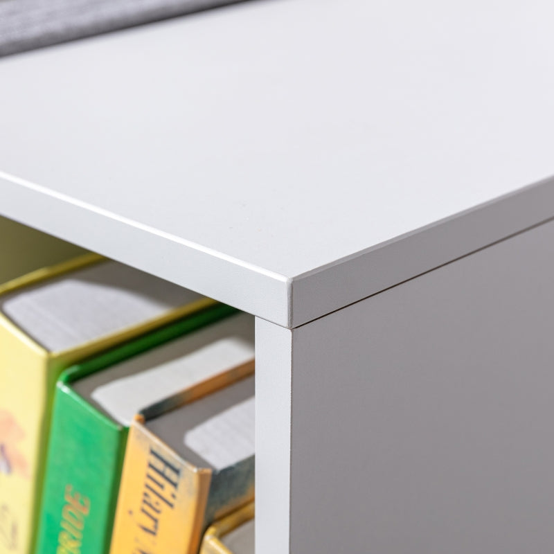 Children's Shelf Bookcase, Stool Bench 6 Compartments Toy Box, Grey